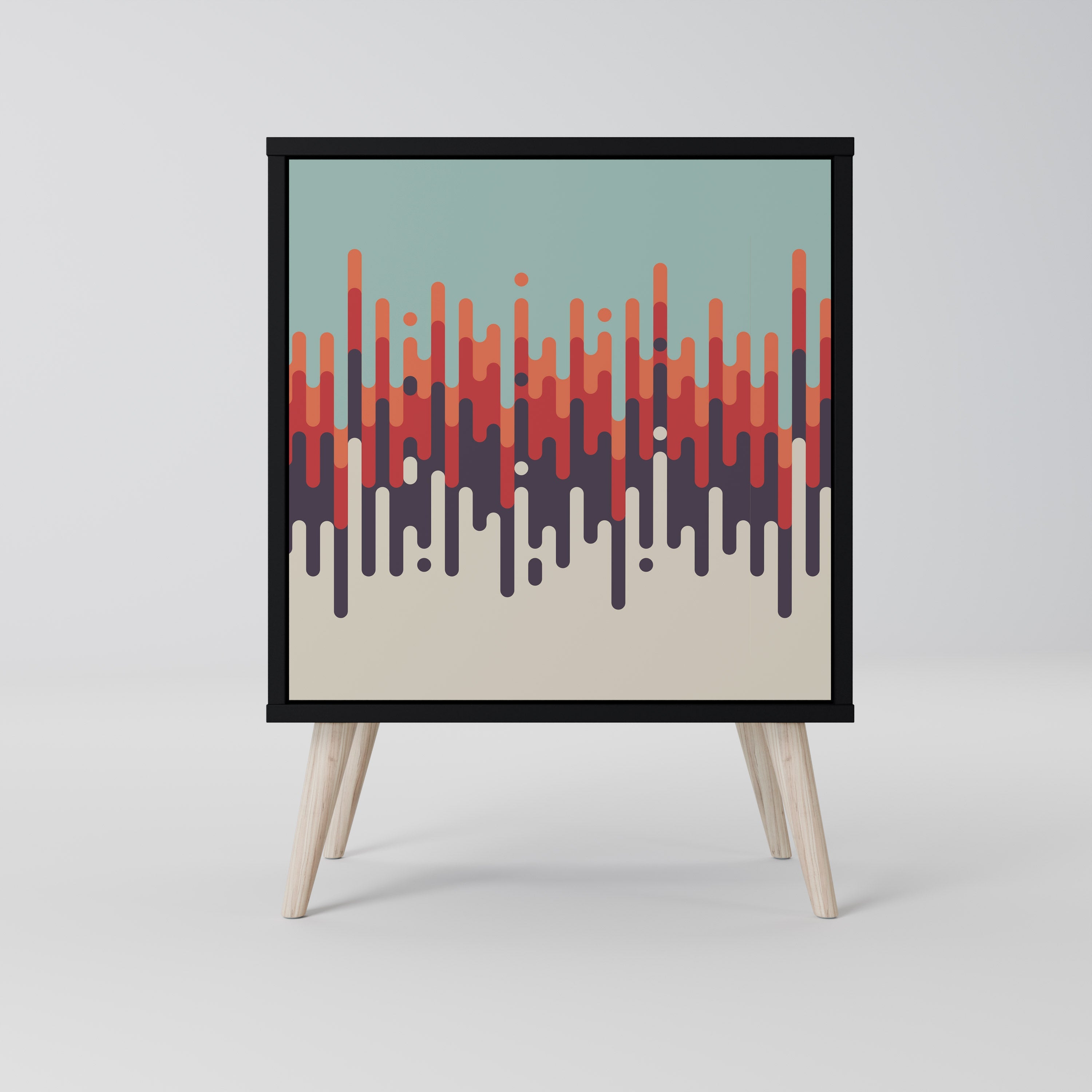 CHROMA CONTOURS Aparador de 1 Porta em Acabamento Preto