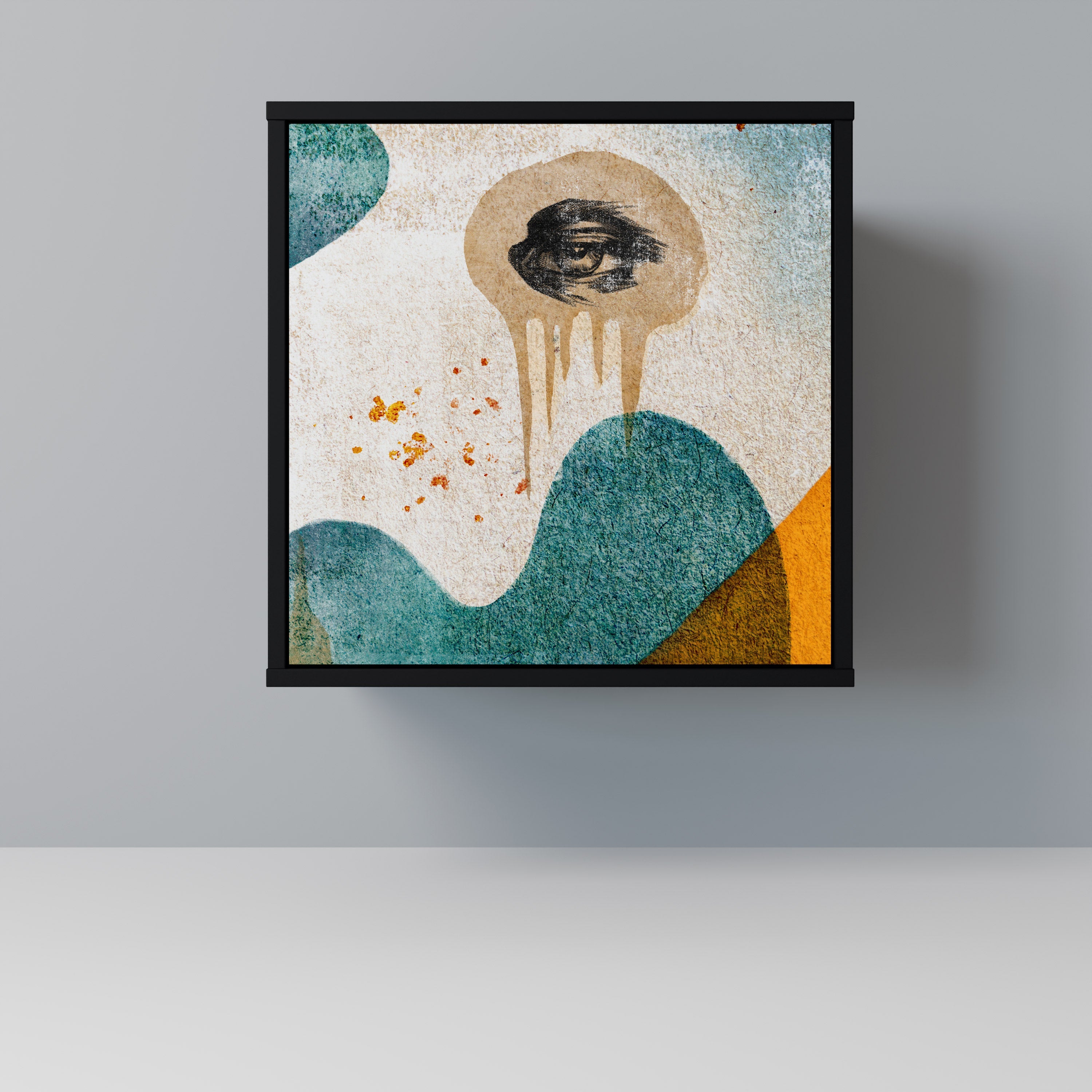 ABSTRACT FACES Aparador de 1 Porta em Acabamento Preto