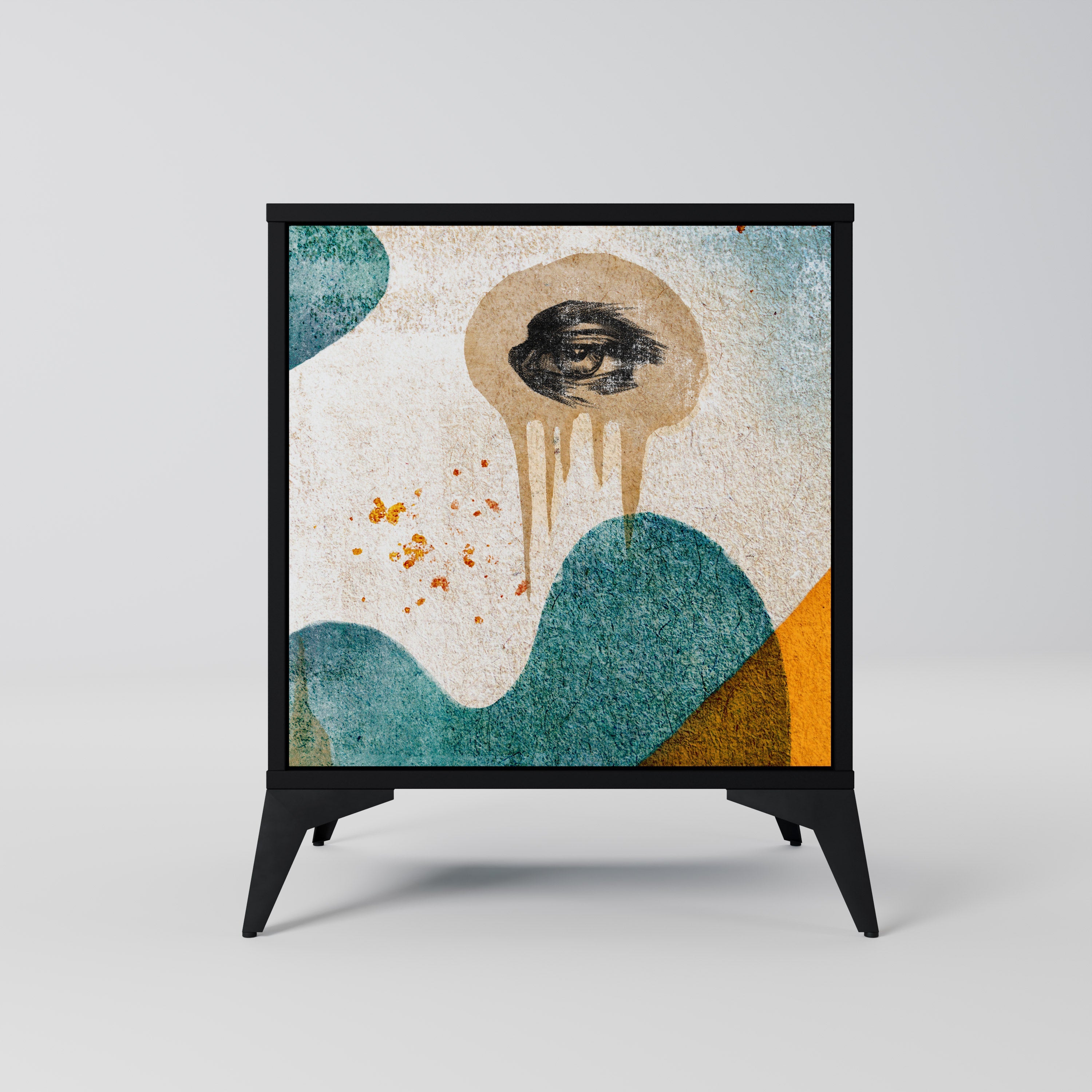 ABSTRACT FACES Aparador de 1 Porta em Acabamento Preto