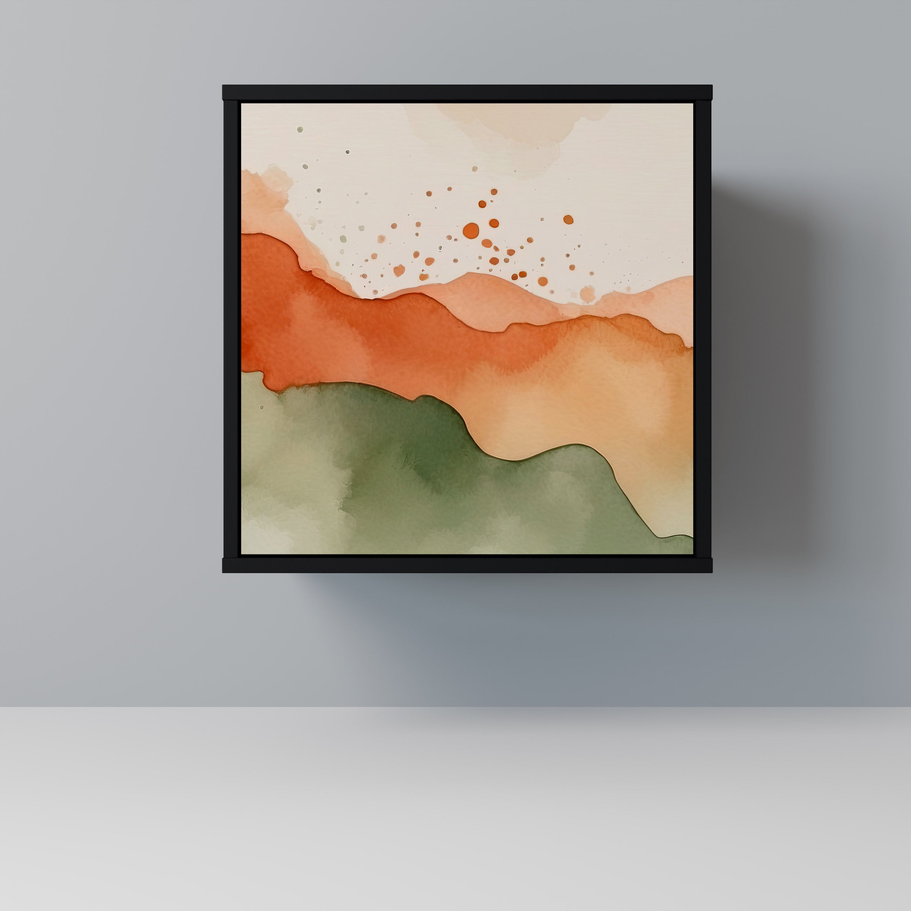 WATERCOLOUR PEAKS Aparador de 1 Porta em Acabamento Preto