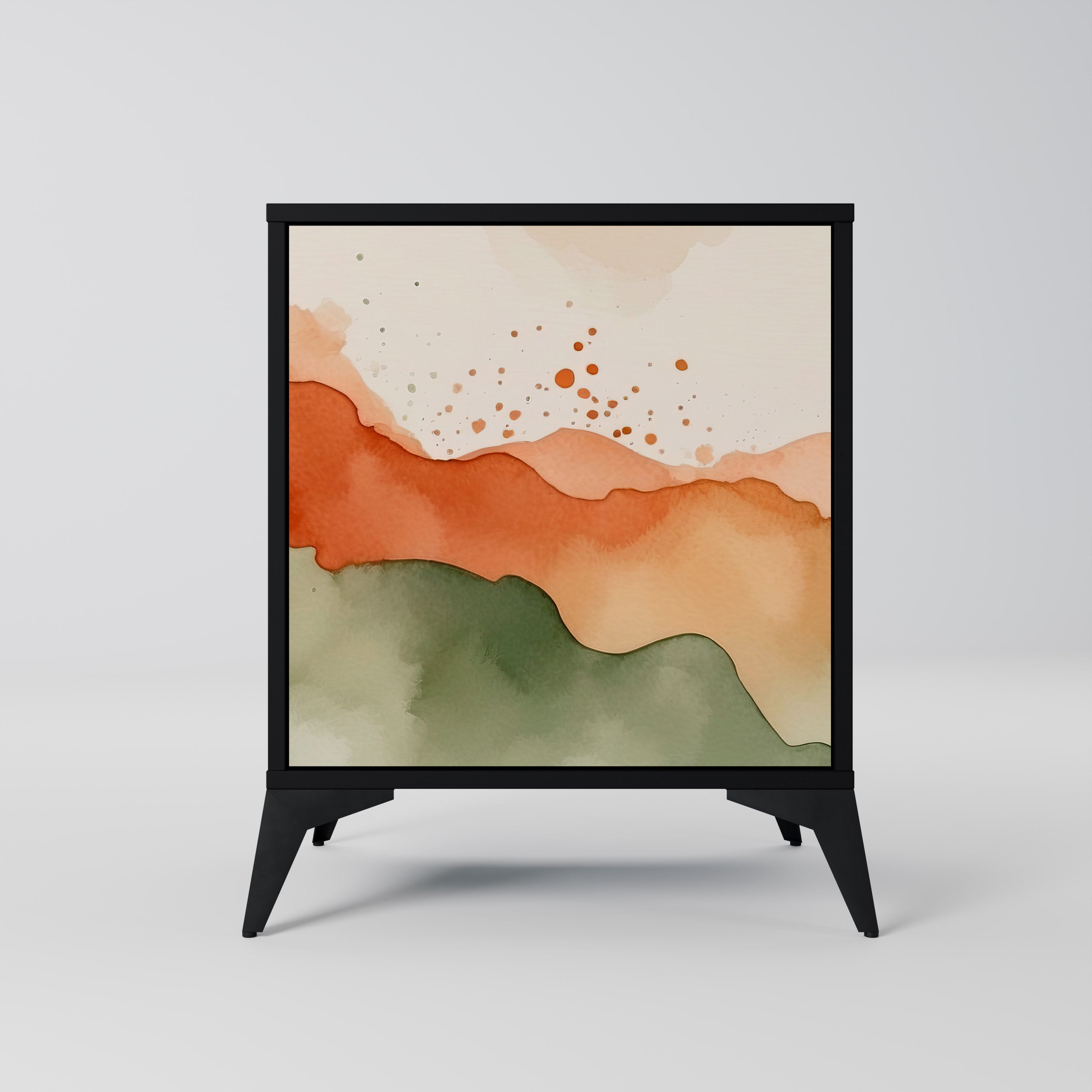 WATERCOLOUR PEAKS Aparador de 1 Porta em Acabamento Preto