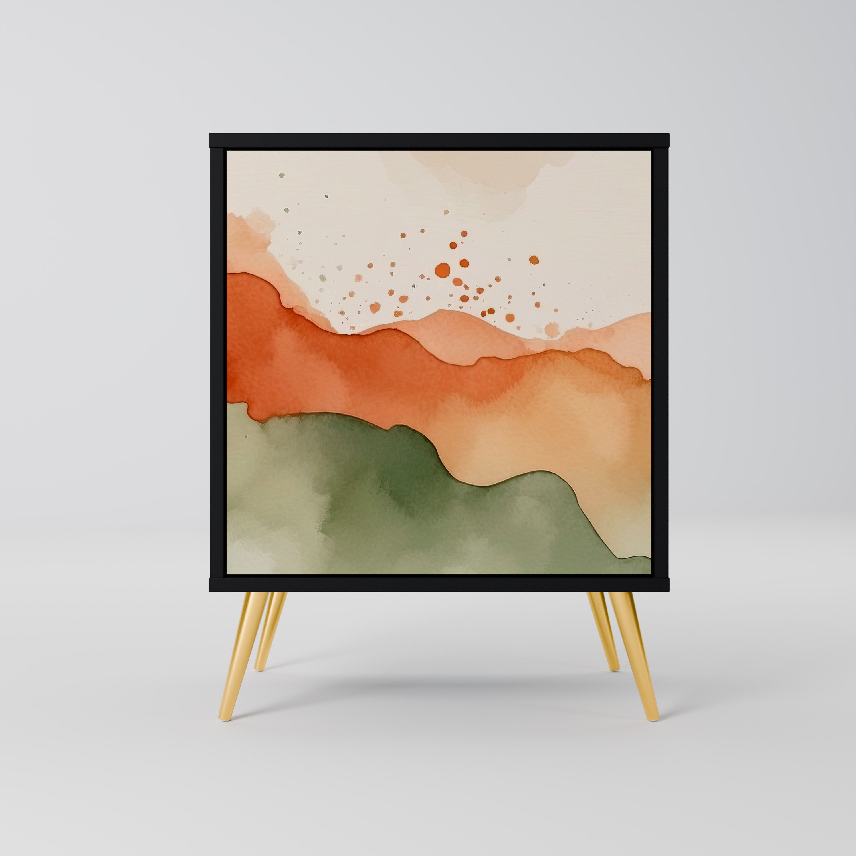 WATERCOLOUR PEAKS Aparador de 1 Porta em Acabamento Preto