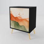 WATERCOLOUR PEAKS Aparador de 1 Porta em Acabamento Preto