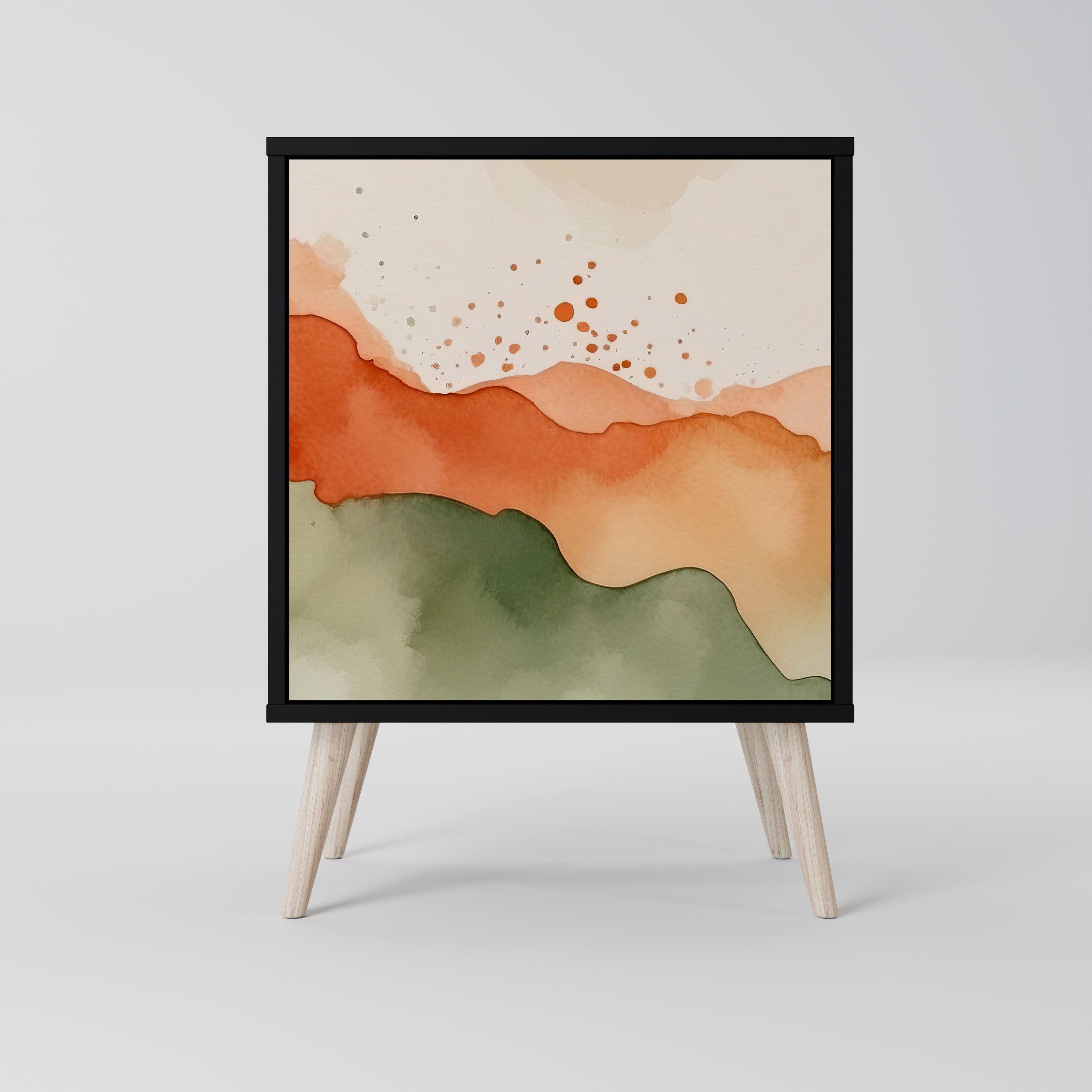 WATERCOLOUR PEAKS Aparador de 1 Porta em Acabamento Preto