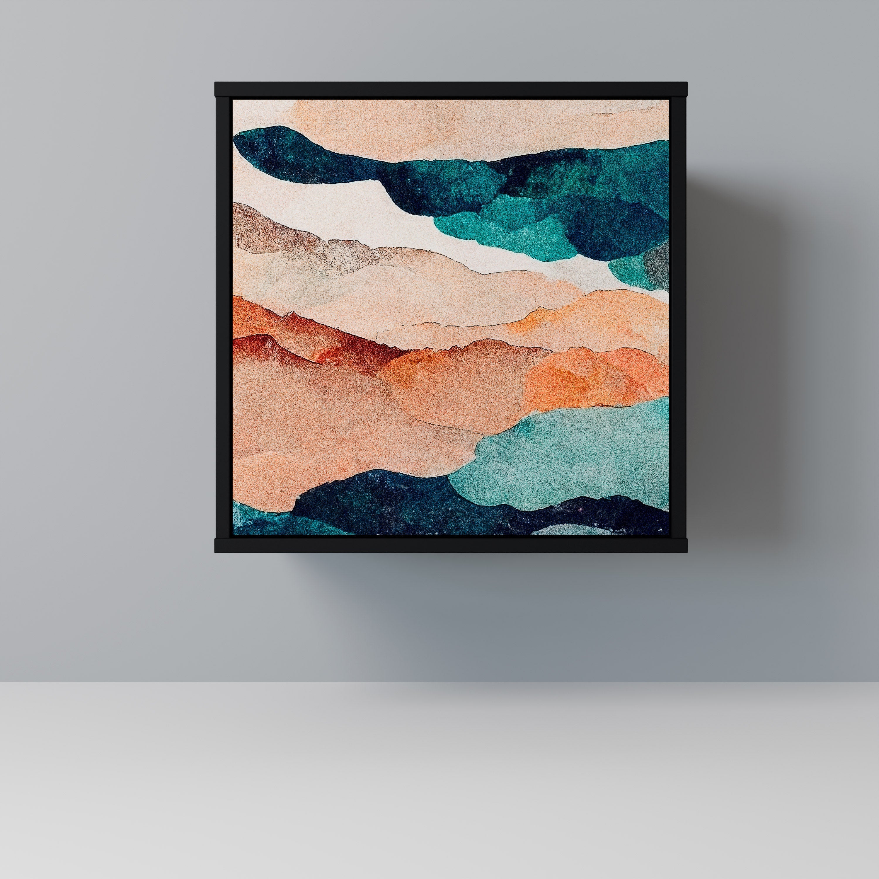 ABSTRACT LANDSCAPE Aparador de 1 Porta em Acabamento Preto