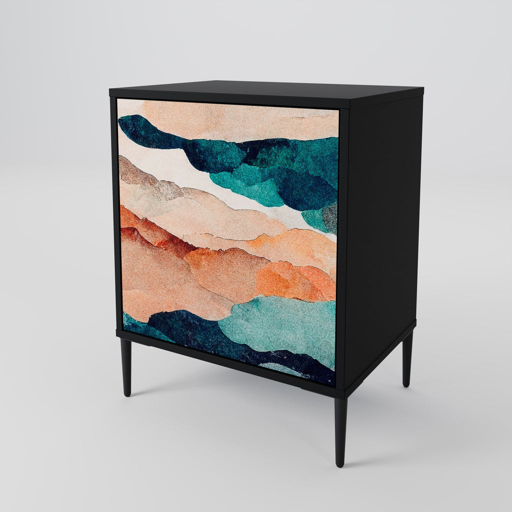 ABSTRACT LANDSCAPE Aparador de 1 Porta em Acabamento Preto