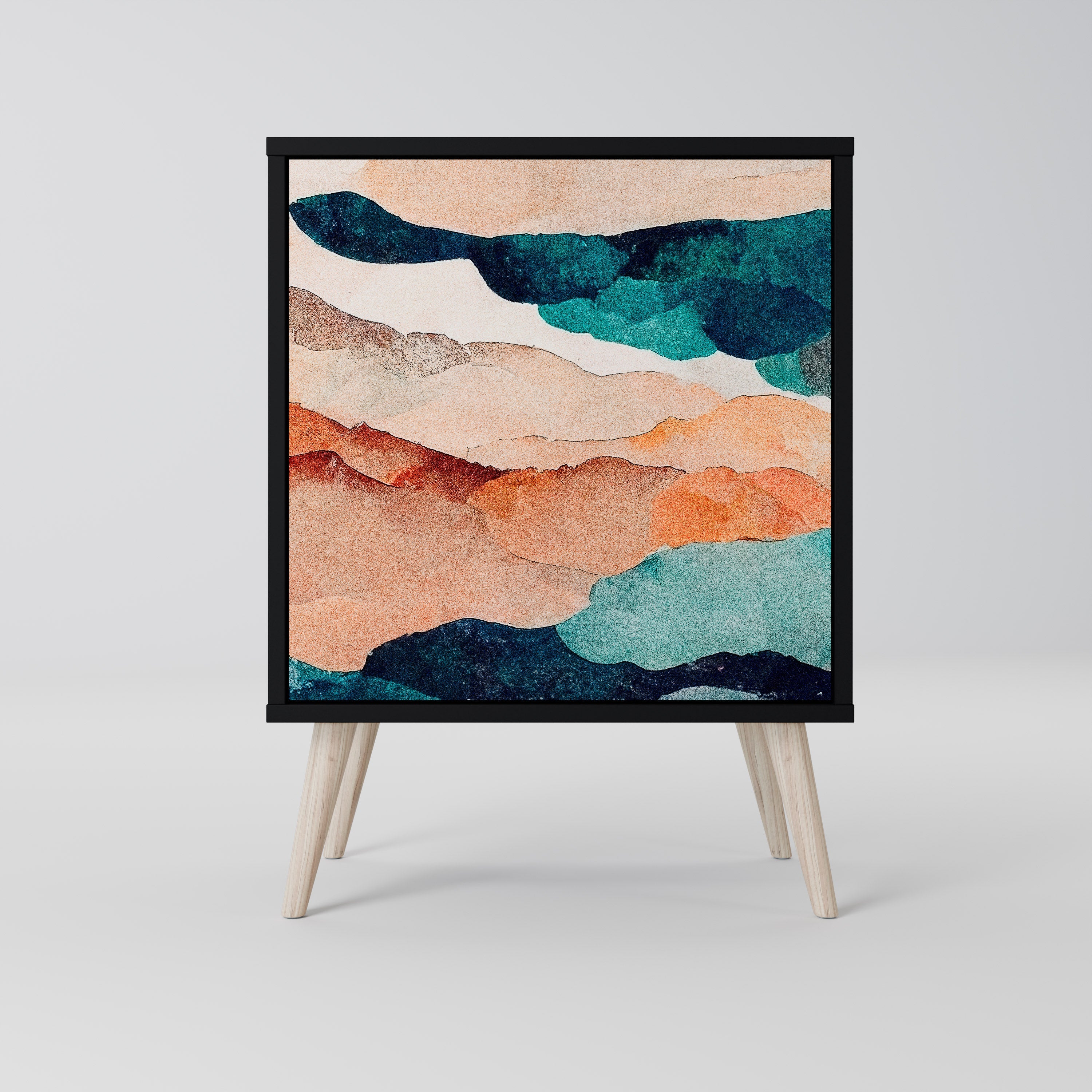 ABSTRACT LANDSCAPE Aparador de 1 Porta em Acabamento Preto