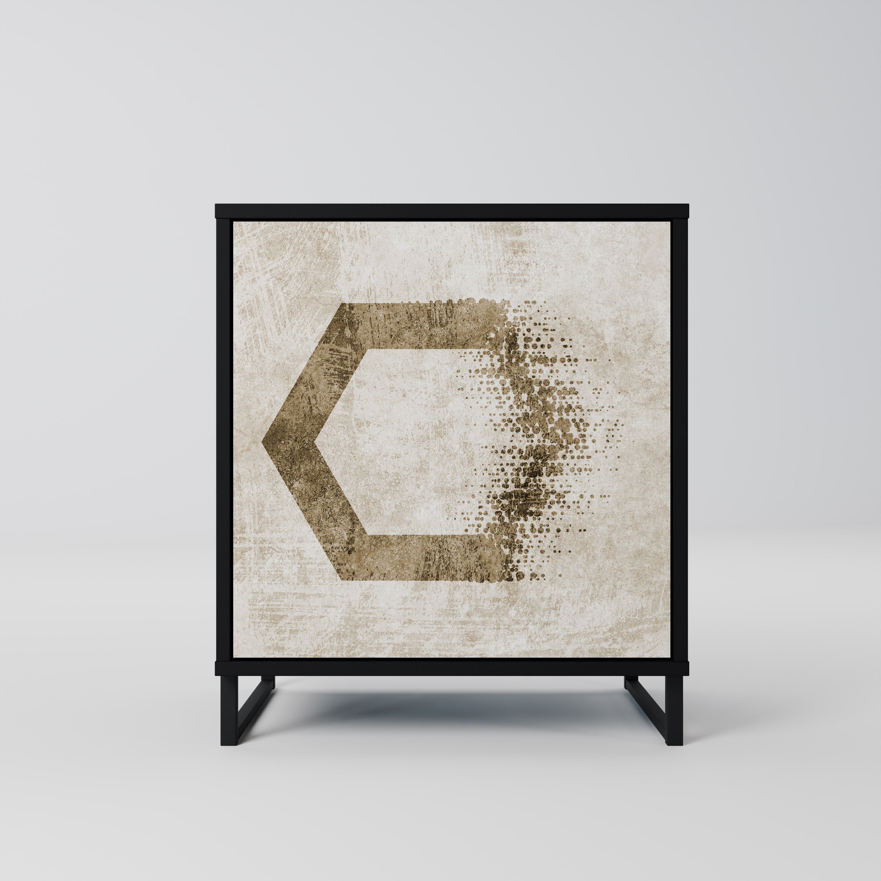 HEXAGONAL SHAPES Aparador de 1 Porta em Acabamento Preto