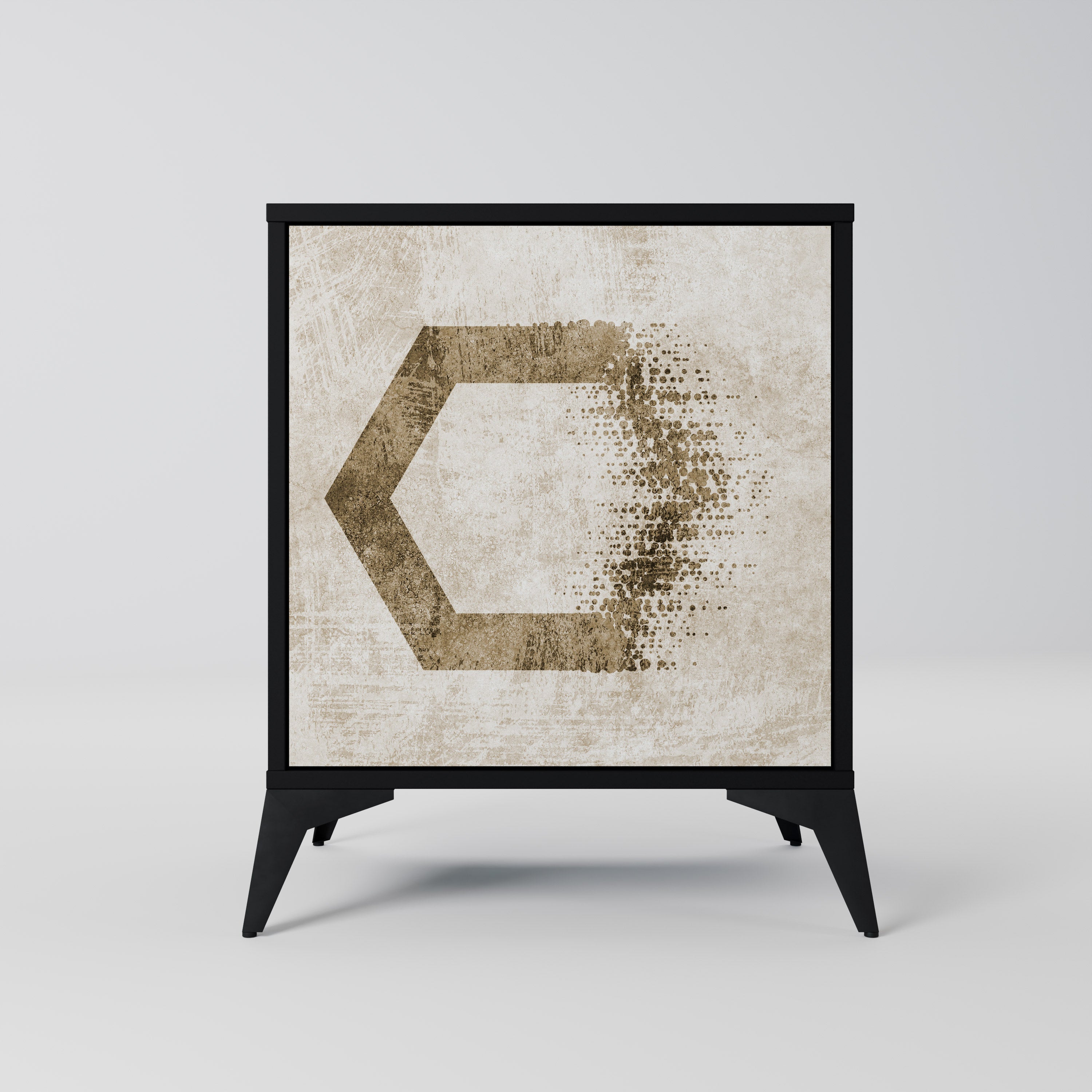 HEXAGONAL SHAPES Aparador de 1 Porta em Acabamento Preto