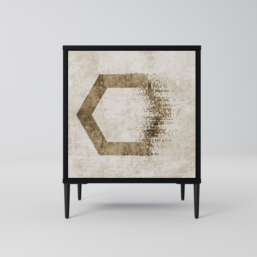 HEXAGONAL SHAPES Aparador de 1 Porta em Acabamento Preto