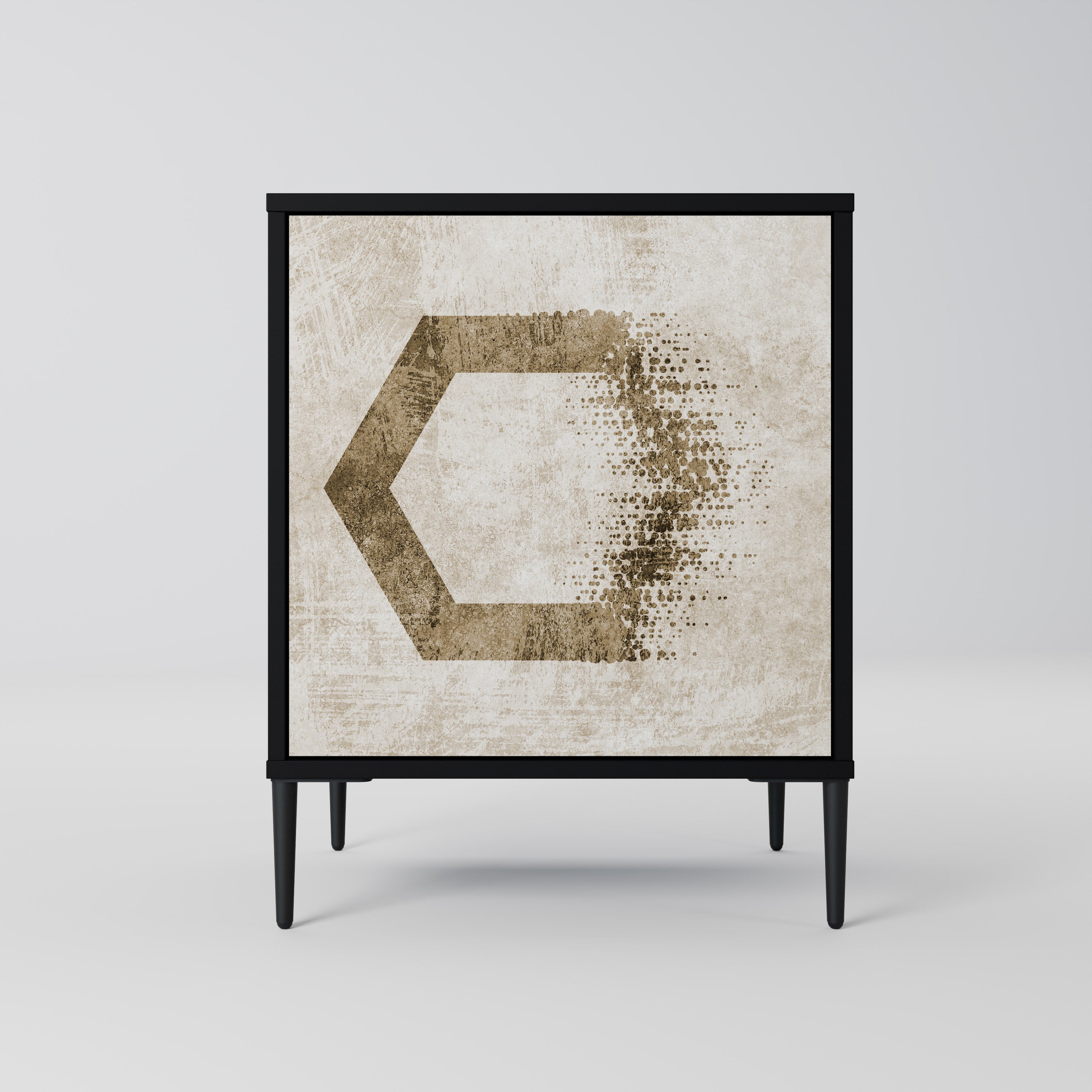 HEXAGONAL SHAPES Aparador de 1 Porta em Acabamento Preto