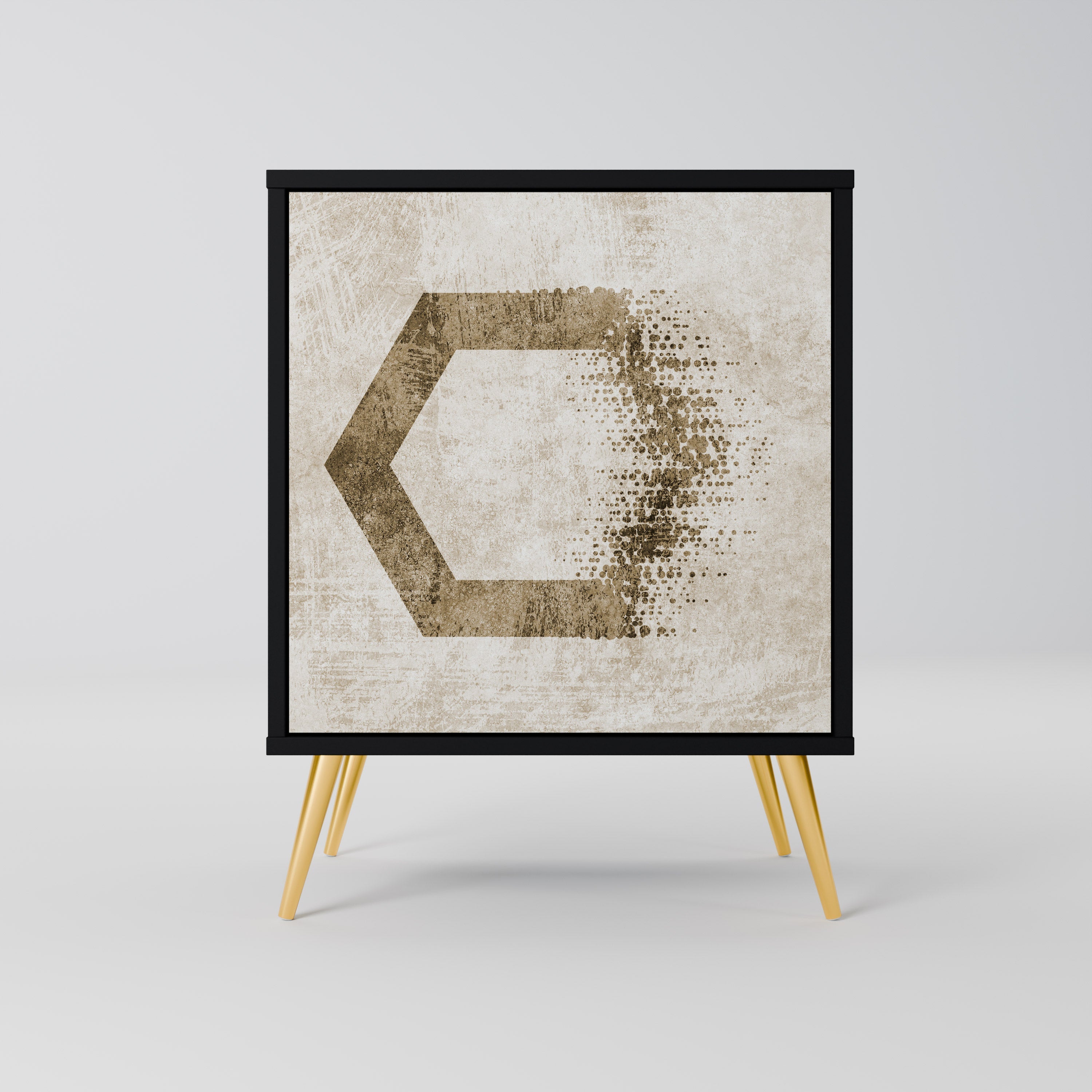 HEXAGONAL SHAPES Aparador de 1 Porta em Acabamento Preto