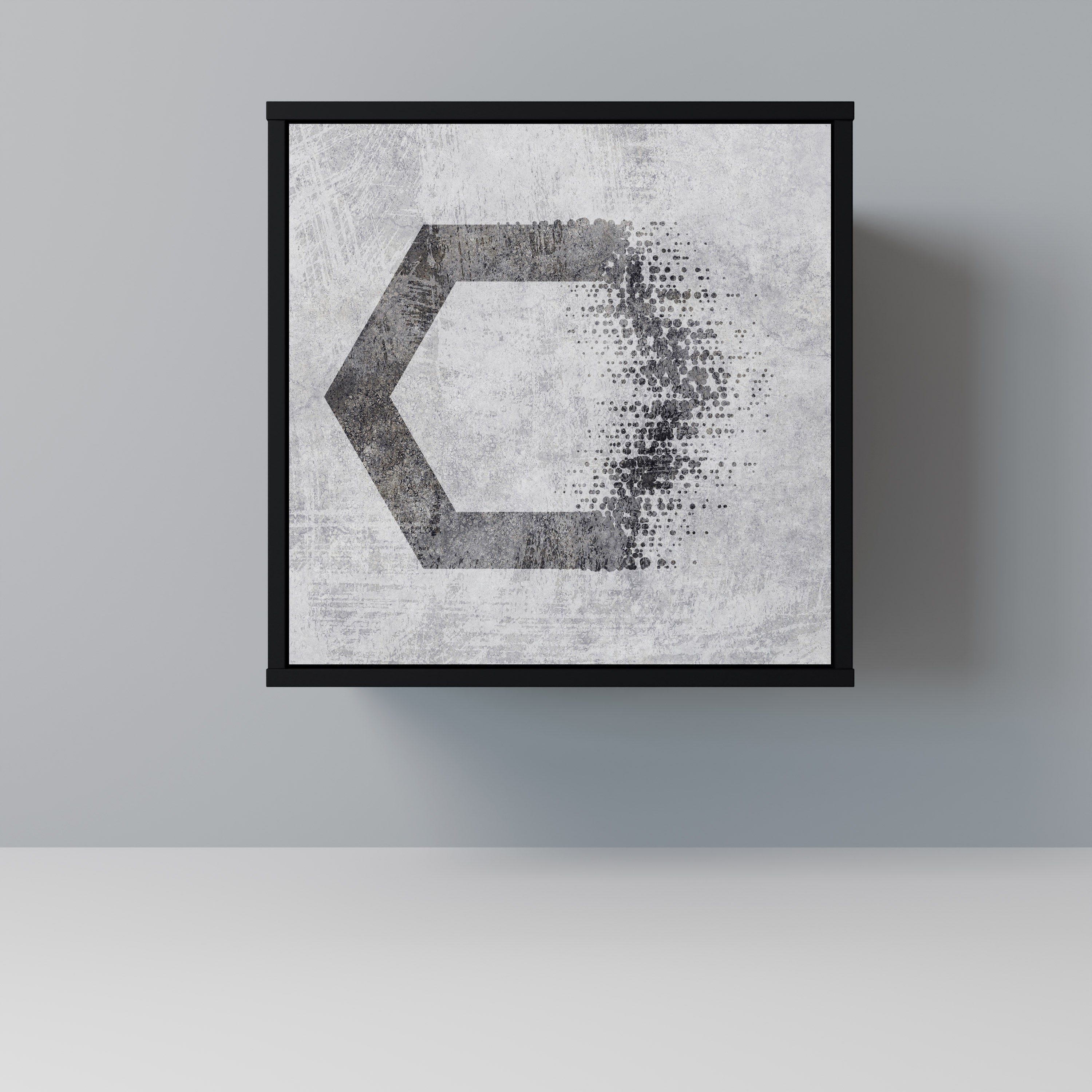 HEXAGONAL FIGURES Aparador de 1 Porta em Acabamento Preto