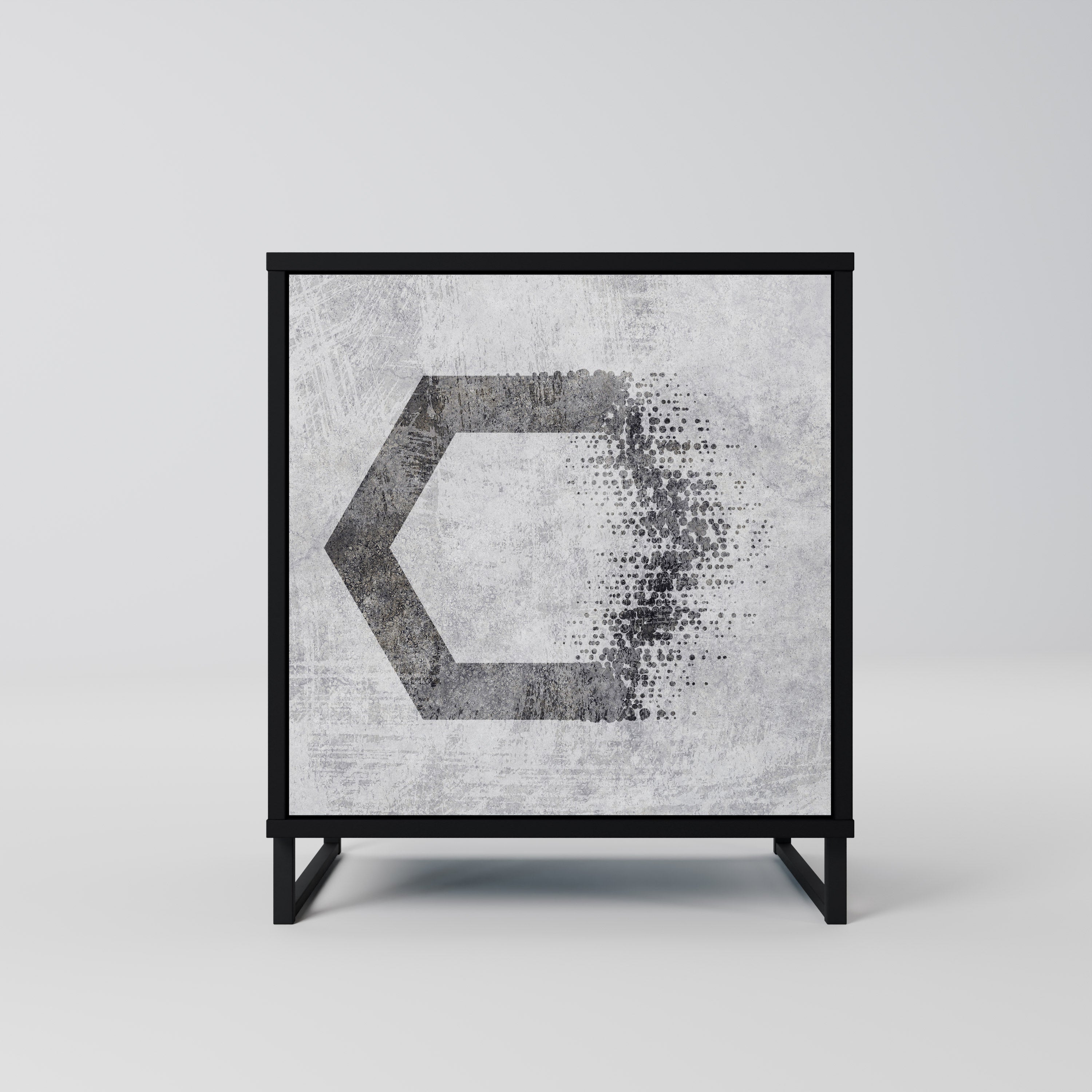 HEXAGONAL FIGURES Aparador de 1 Porta em Acabamento Preto