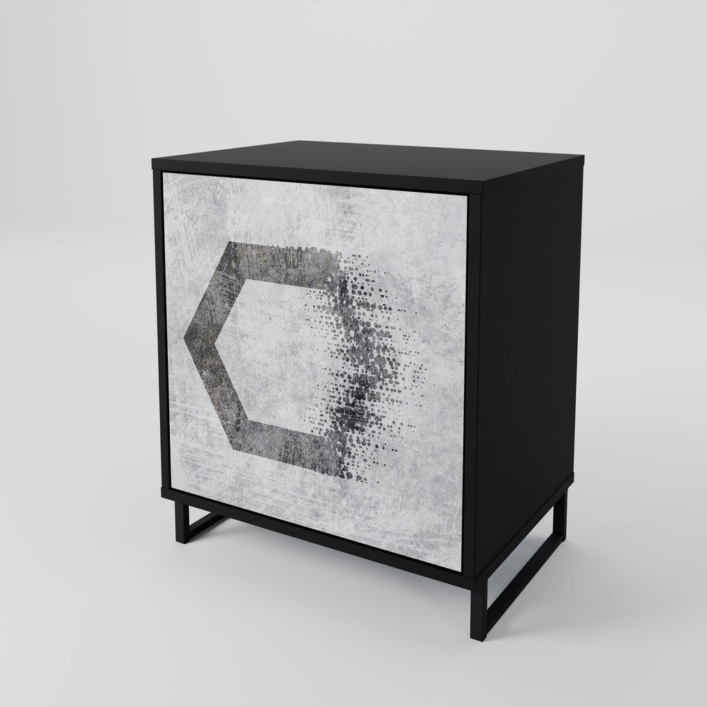 HEXAGONAL FIGURES 1-Door Sideboard in Black Finish