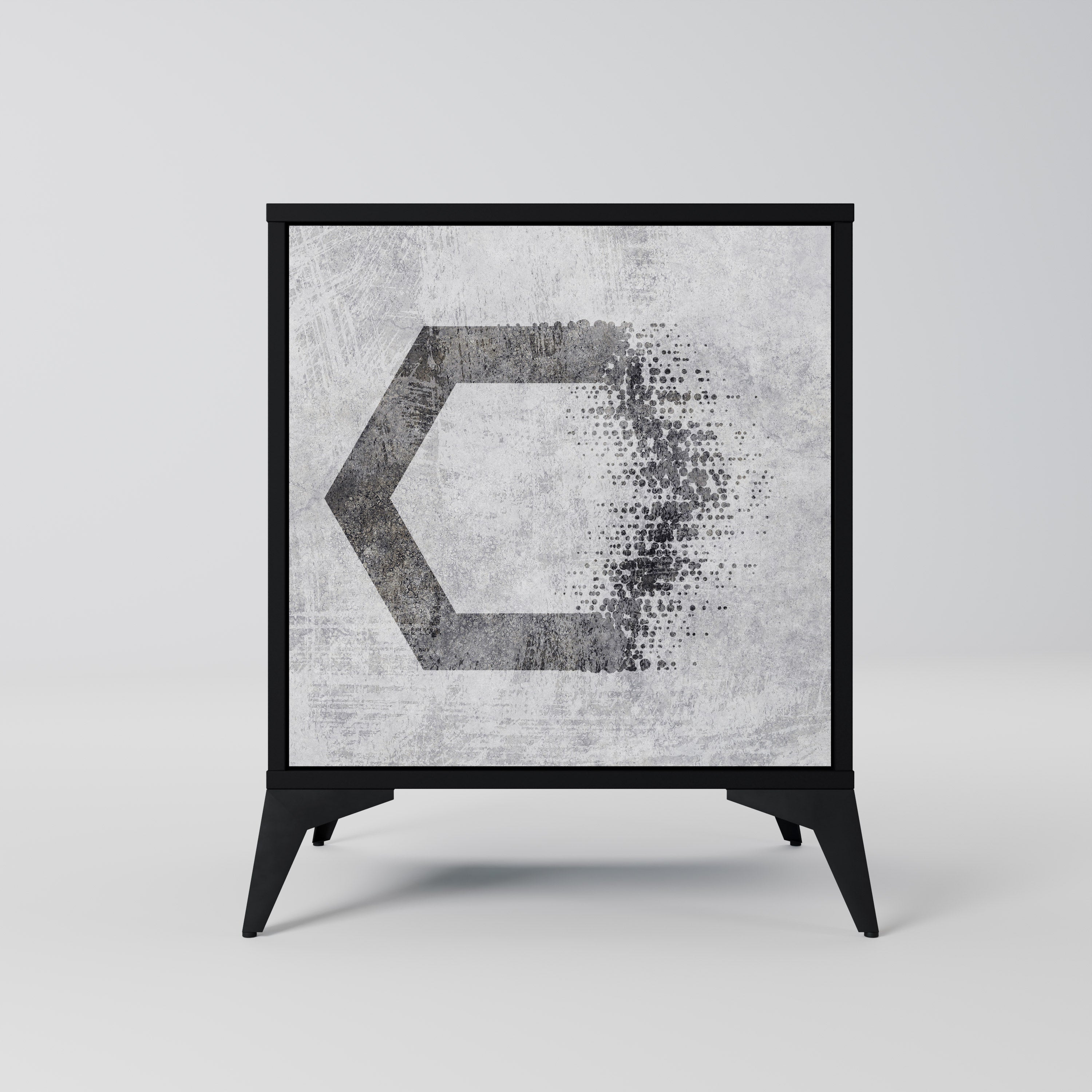 HEXAGONAL FIGURES Aparador de 1 Porta em Acabamento Preto