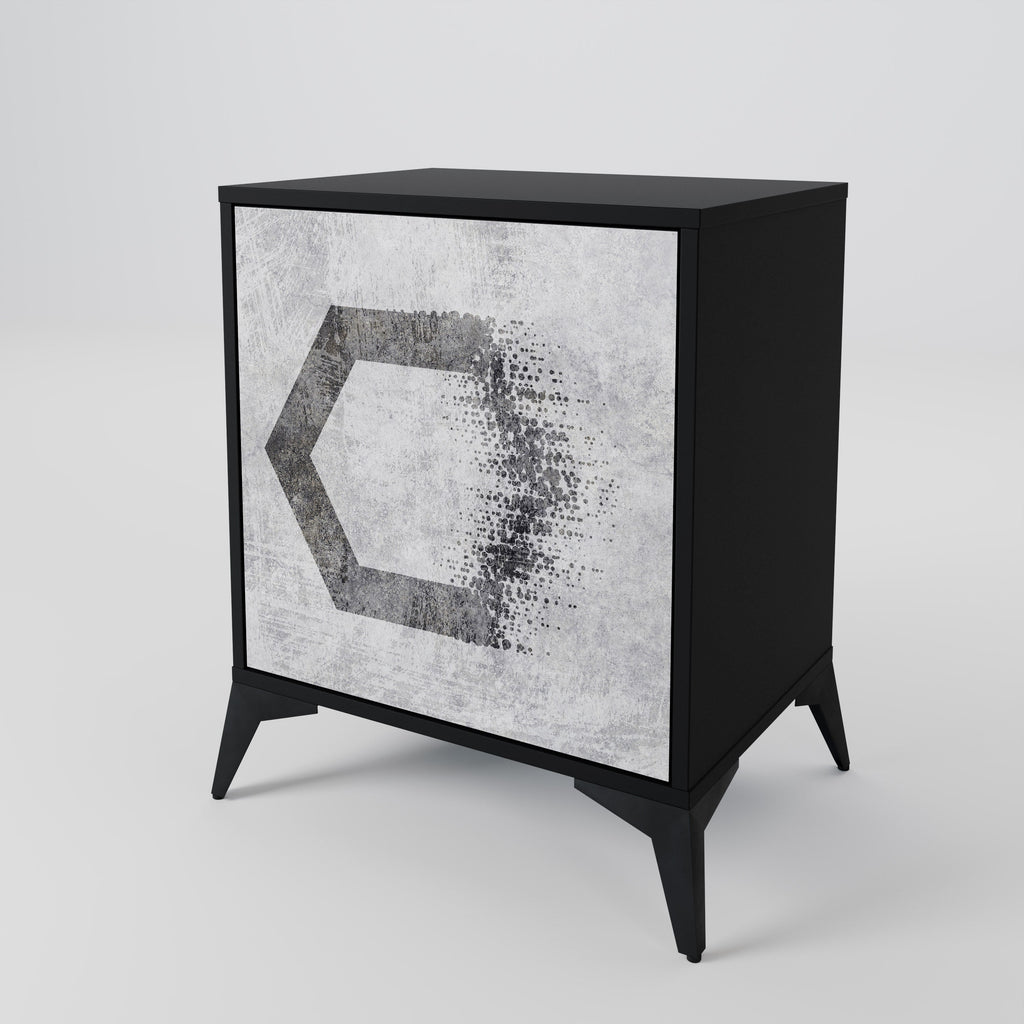 HEXAGONAL FIGURES 1-Door Sideboard in Black Finish
