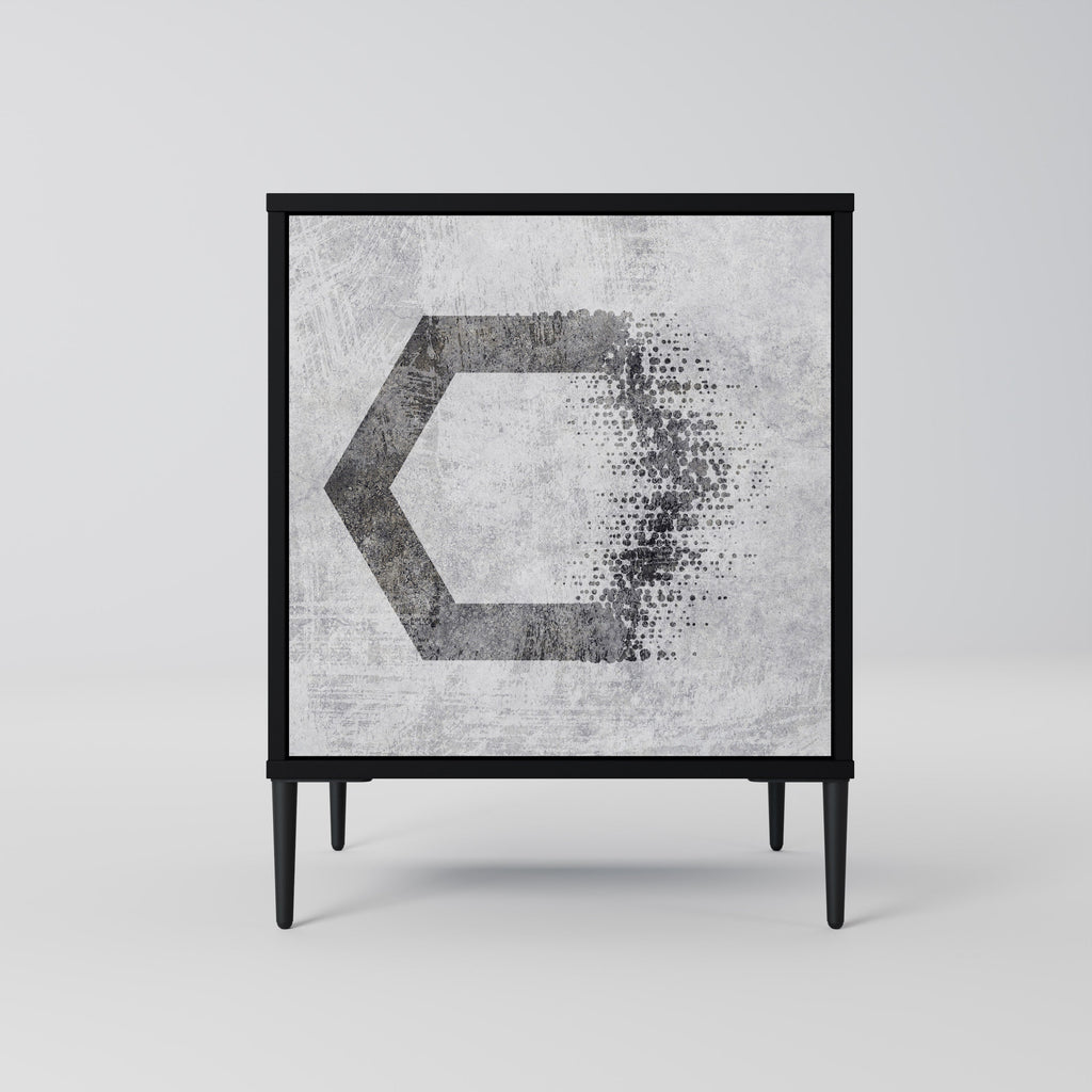 HEXAGONAL FIGURES 1-Door Sideboard in Black Finish