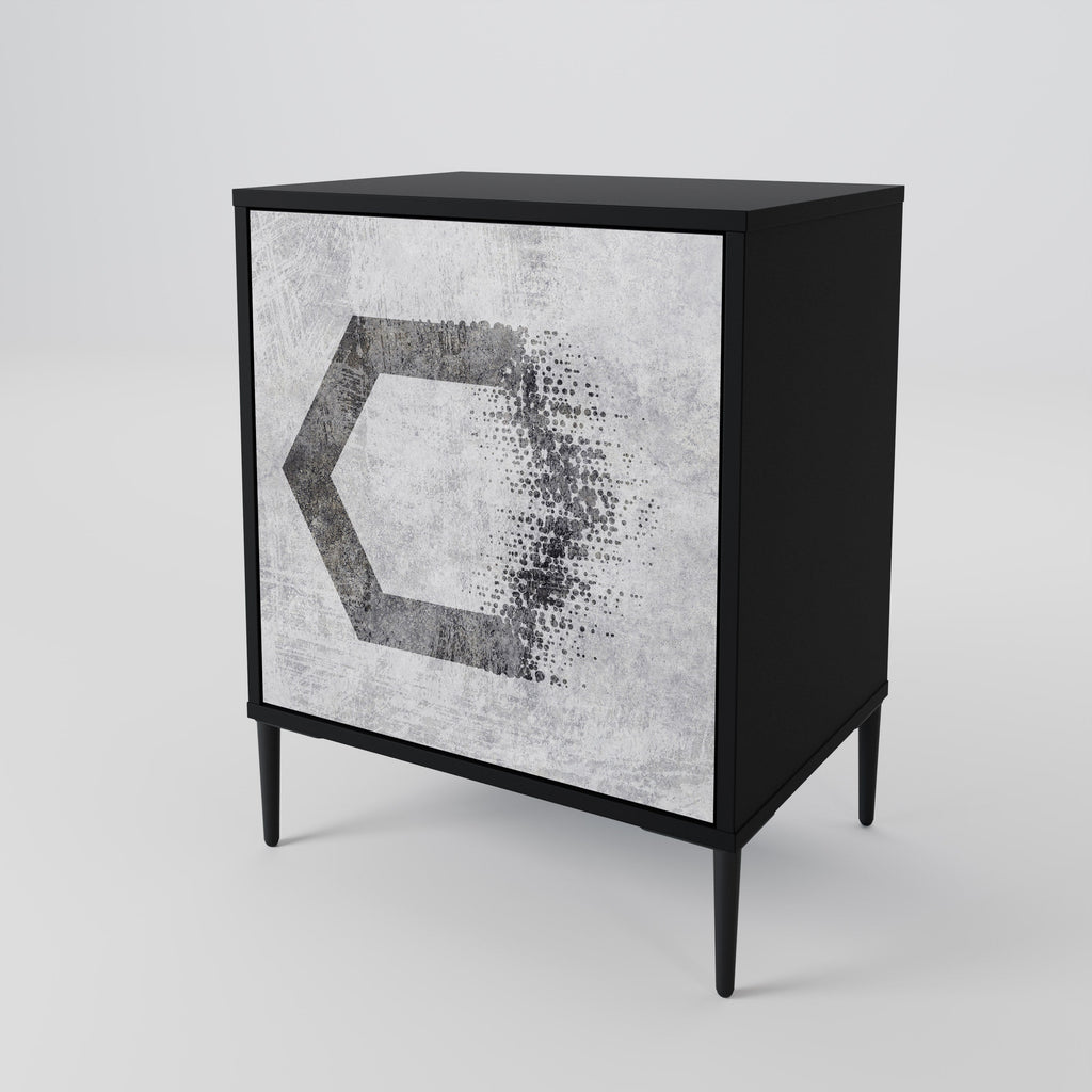 HEXAGONAL FIGURES 1-Door Sideboard in Black Finish