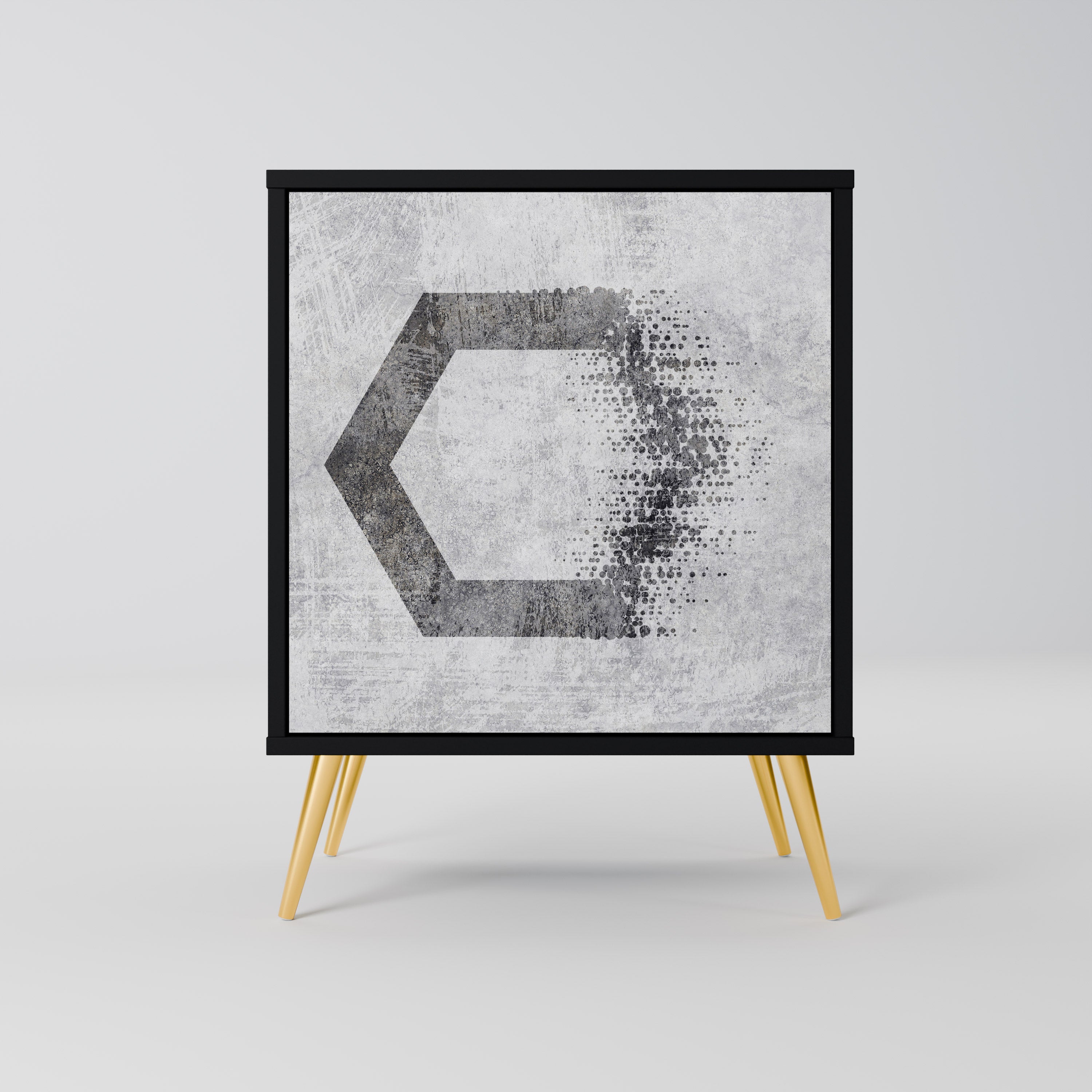 HEXAGONAL FIGURES Aparador de 1 Porta em Acabamento Preto