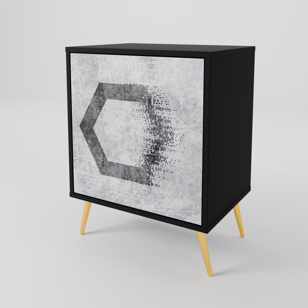 HEXAGONAL FIGURES 1-Door Sideboard in Black Finish