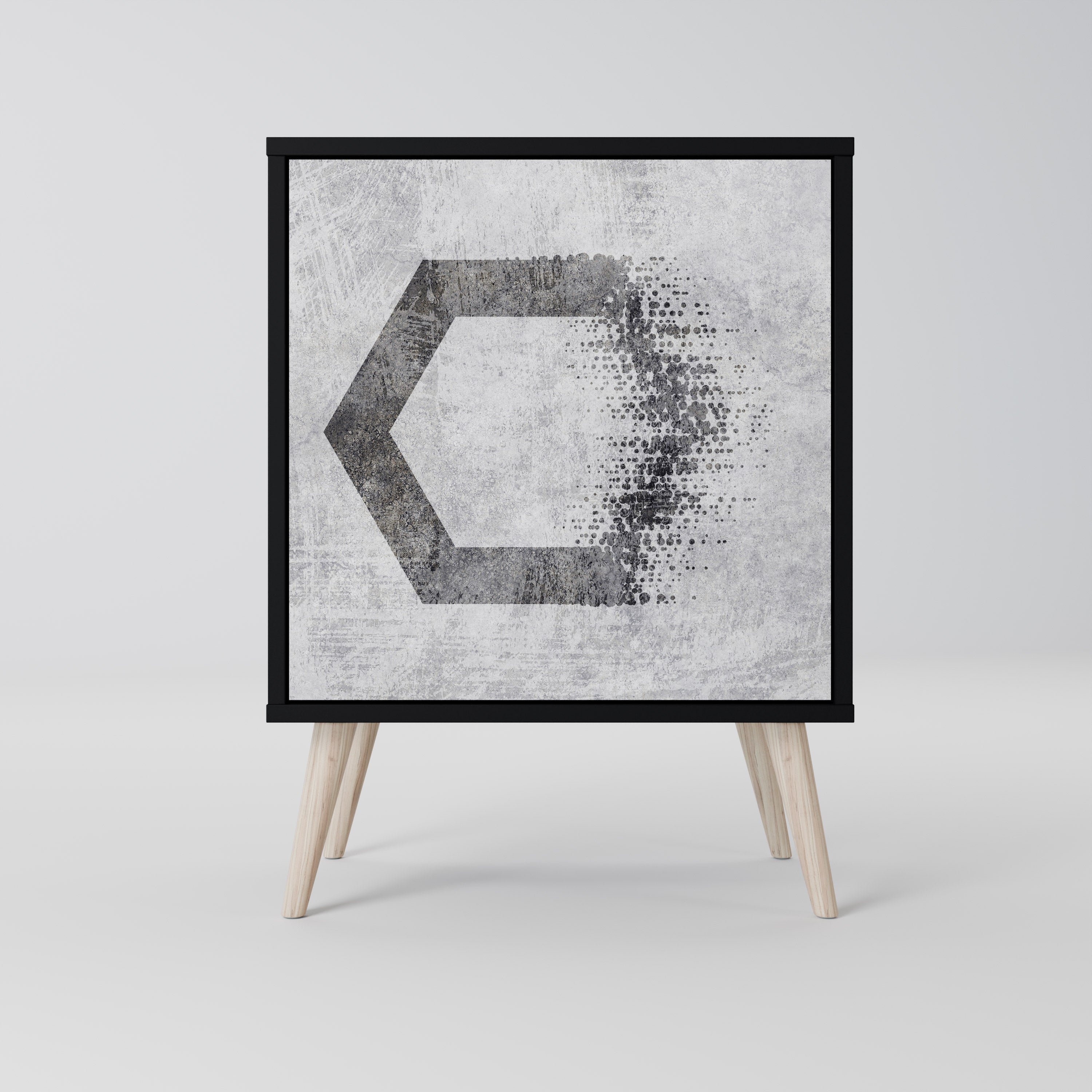 HEXAGONAL FIGURES Aparador de 1 Porta em Acabamento Preto