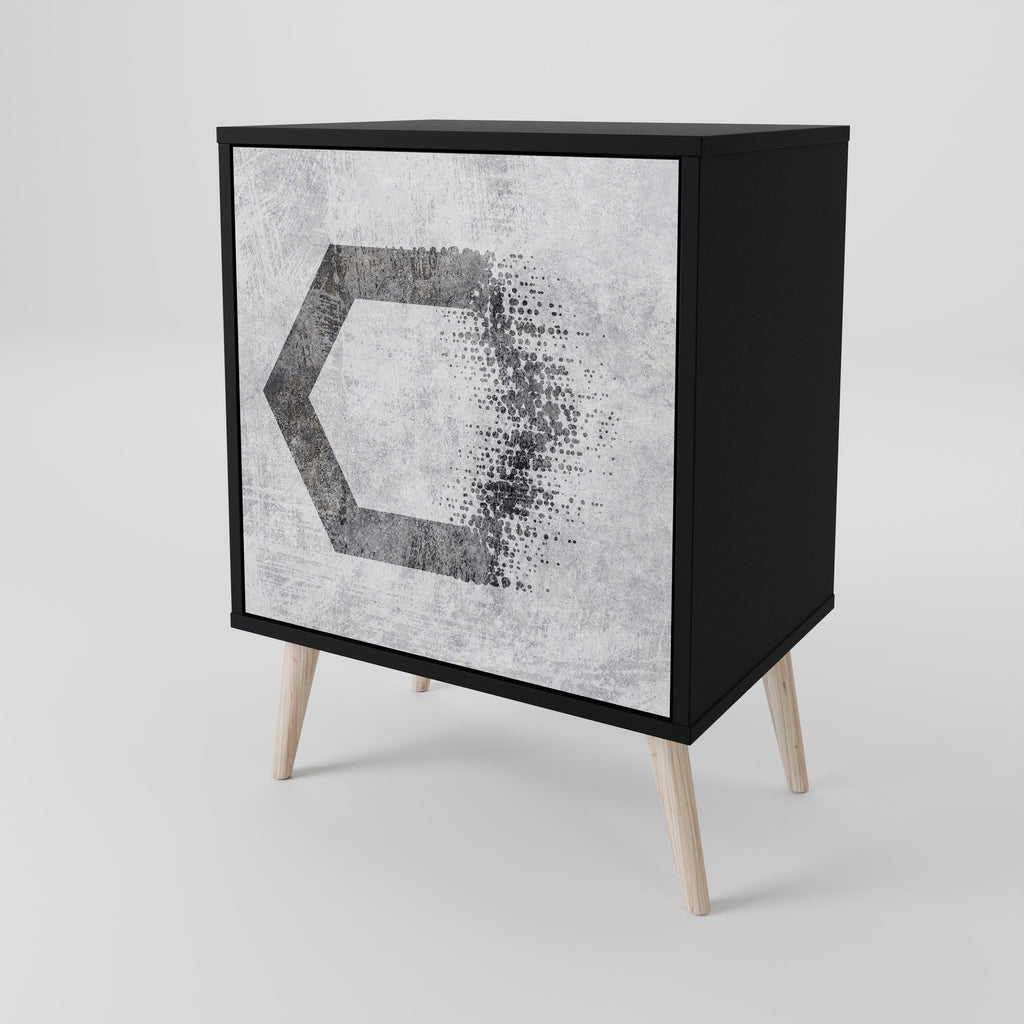 HEXAGONAL FIGURES 1-Door Sideboard in Black Finish