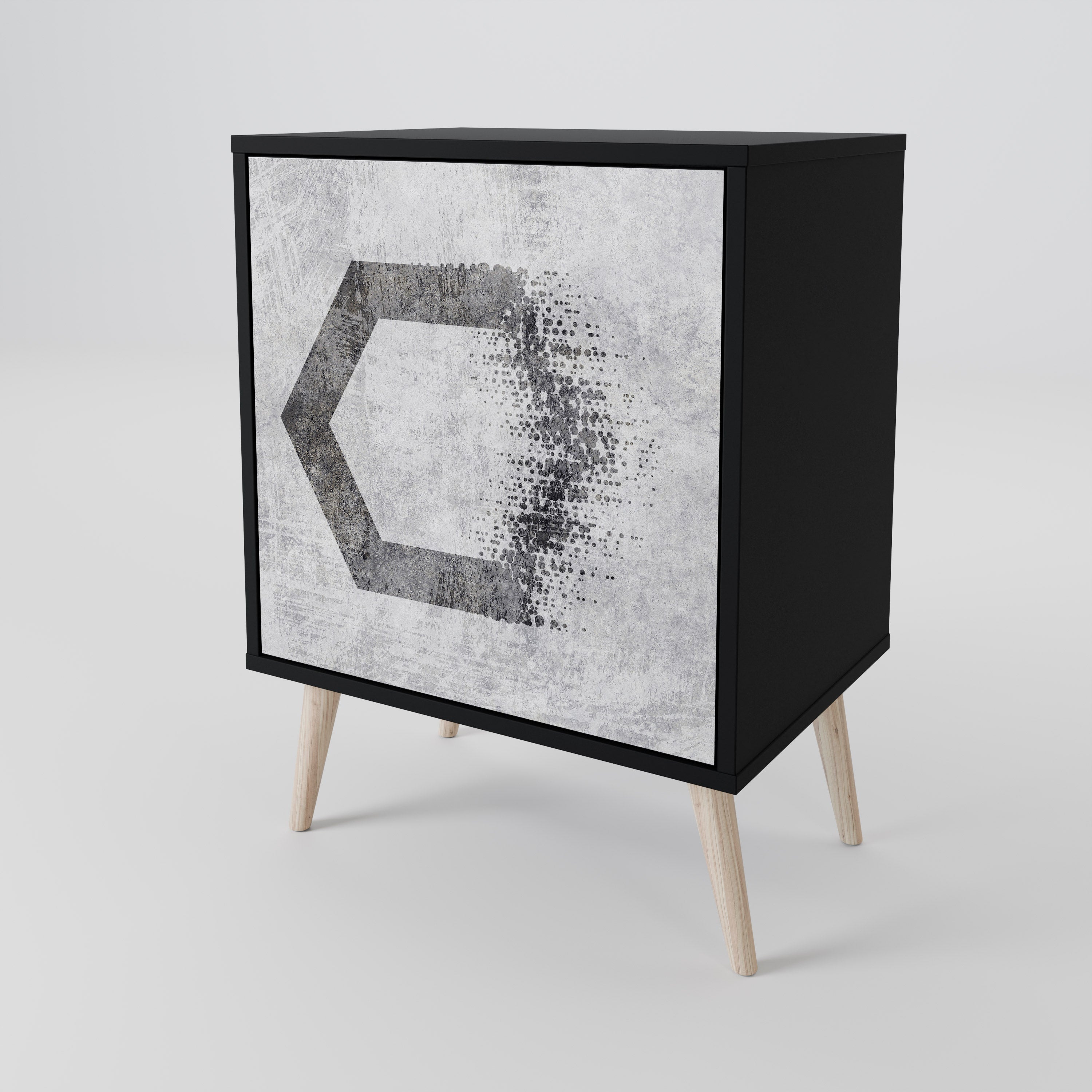 HEXAGONAL FIGURES 1-Door Sideboard in Black Finish