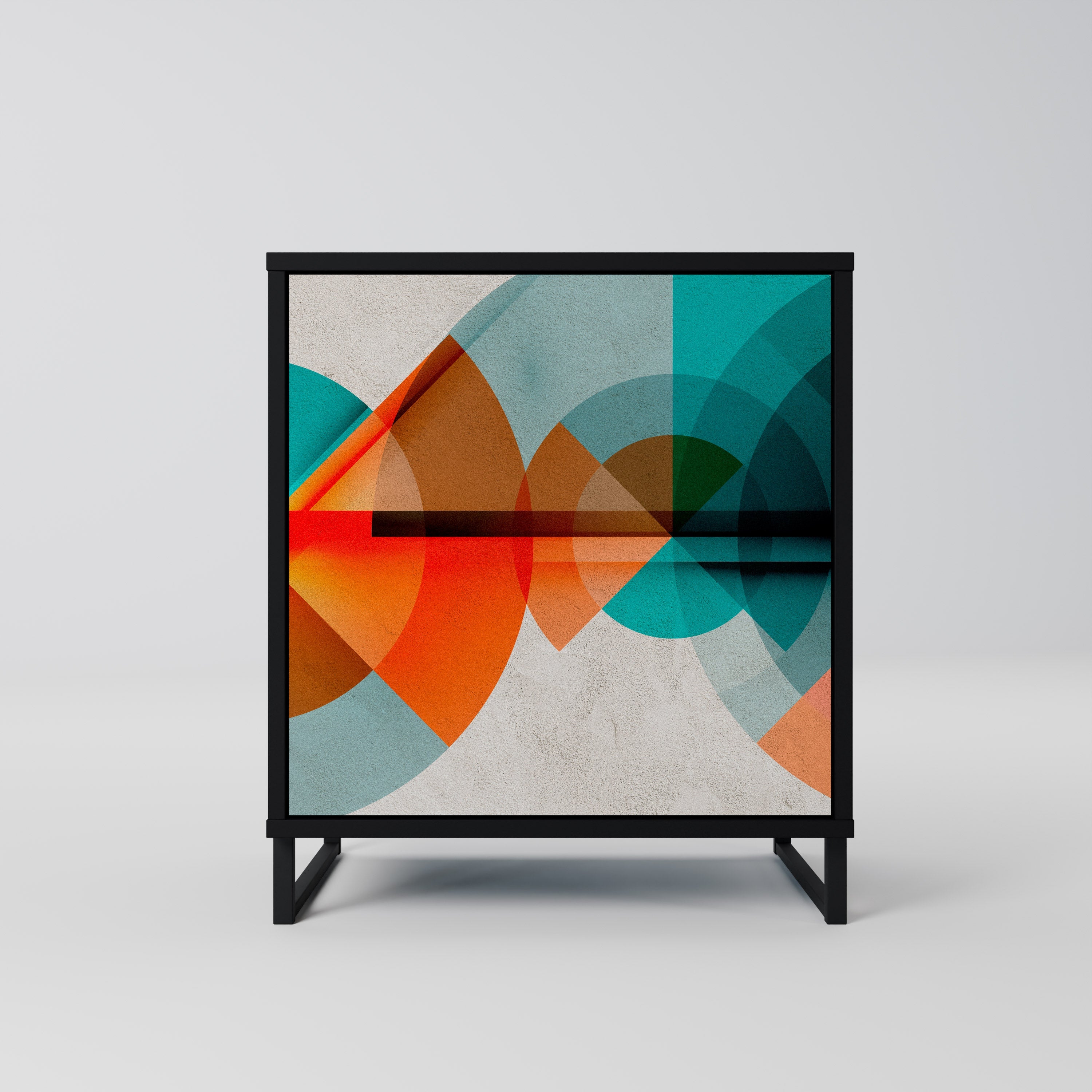 CIRCULAR RHAPSODY Aparador de 1 Porta em Acabamento Preto