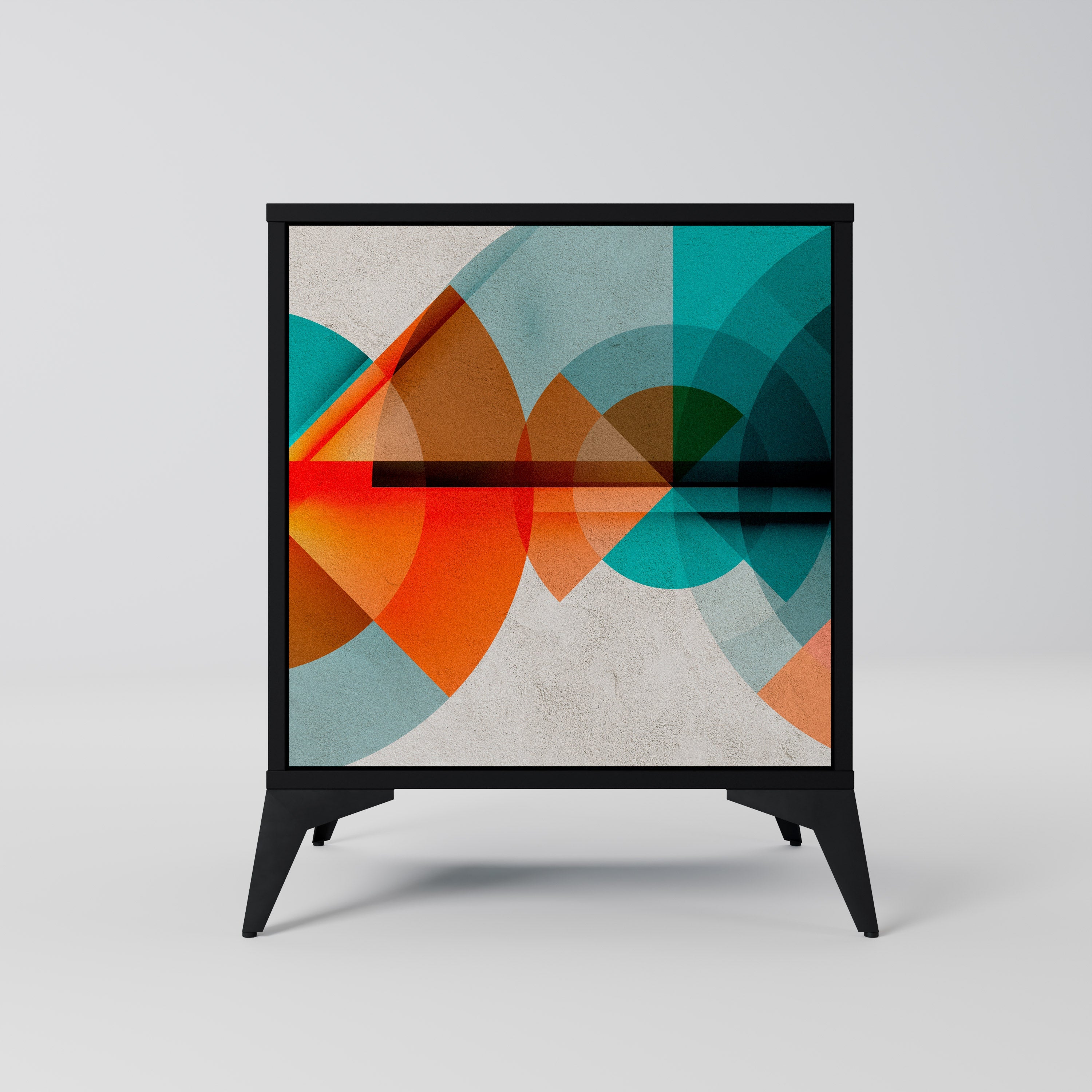 CIRCULAR RHAPSODY Aparador de 1 Porta em Acabamento Preto