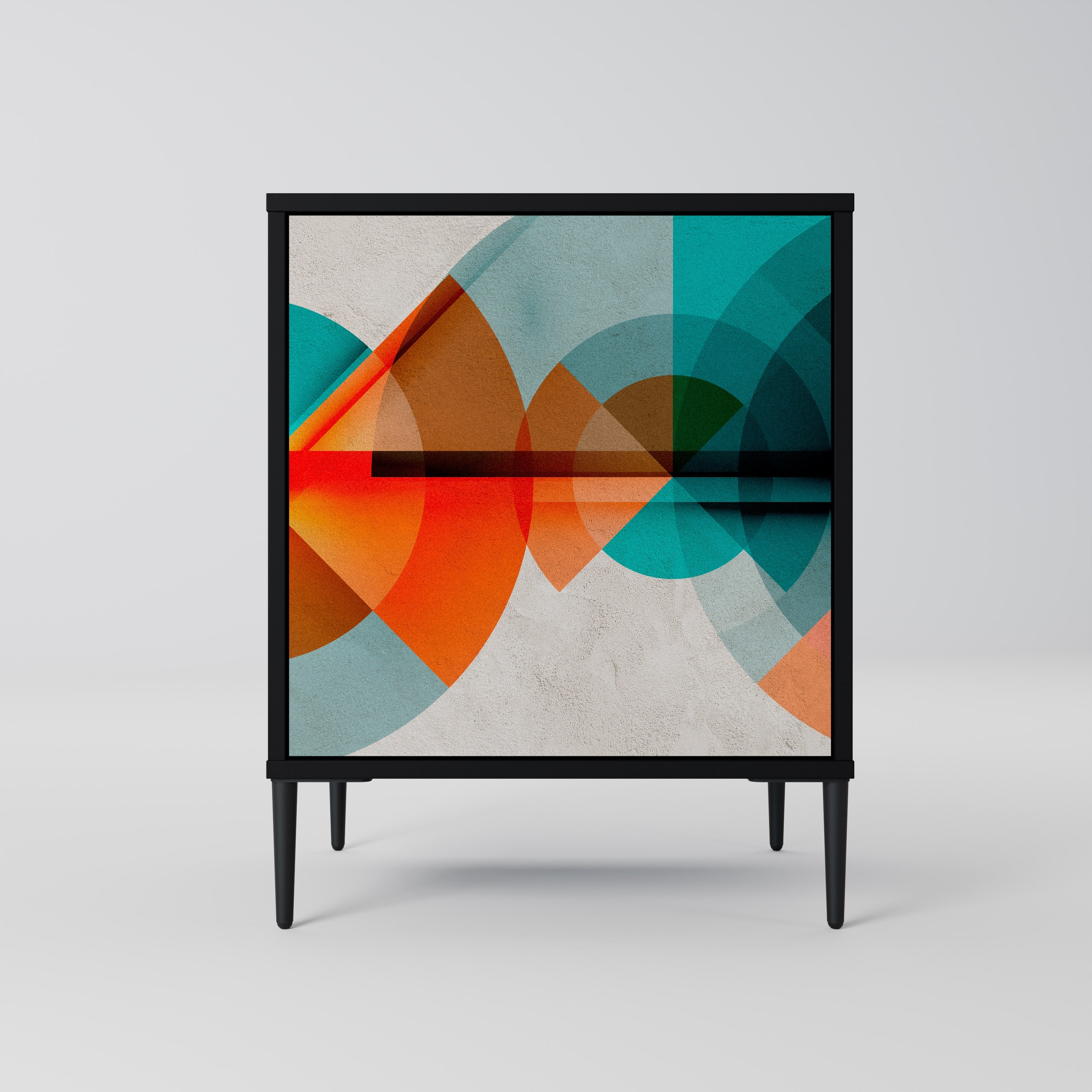 CIRCULAR RHAPSODY Aparador de 1 Porta em Acabamento Preto