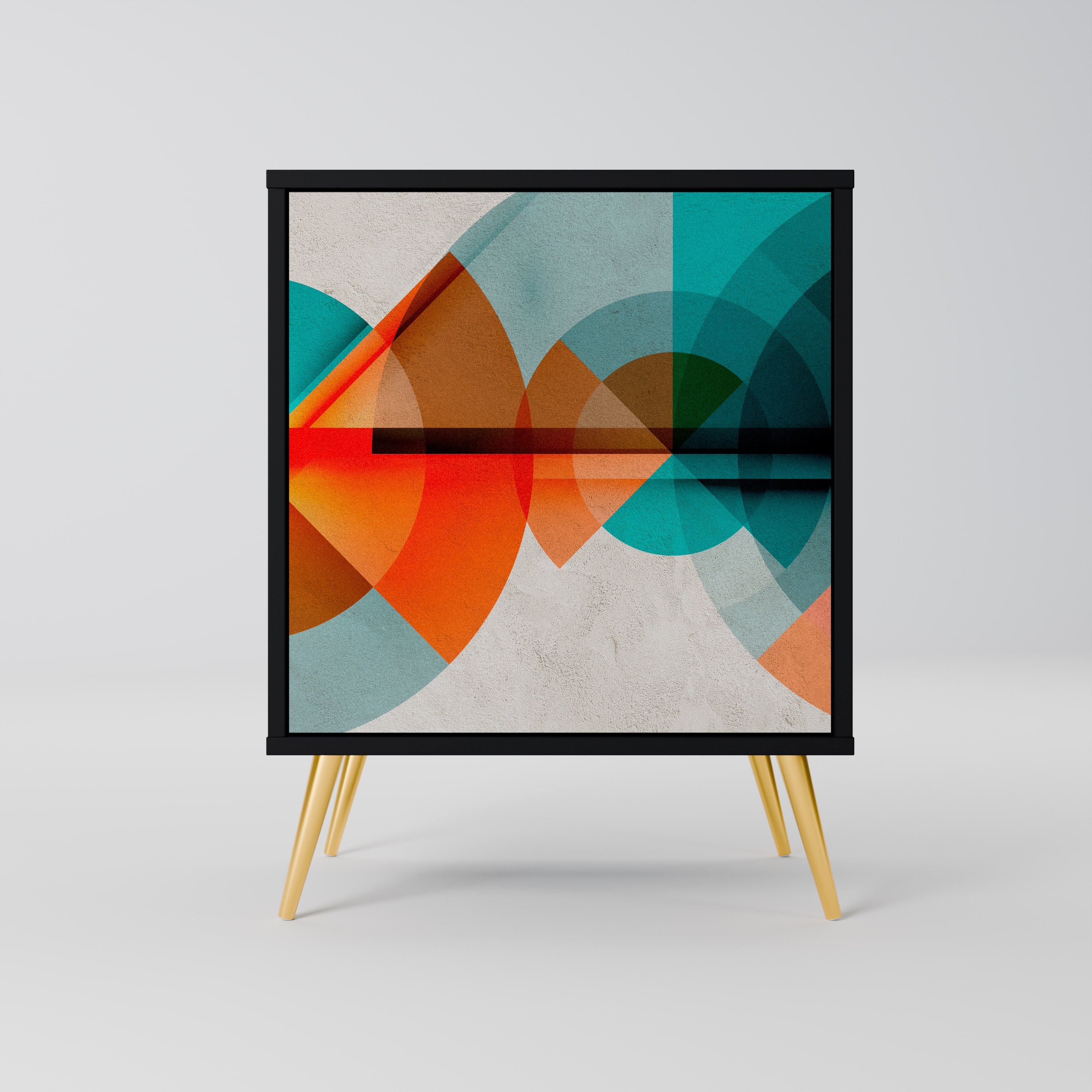 CIRCULAR RHAPSODY Aparador de 1 Porta em Acabamento Preto