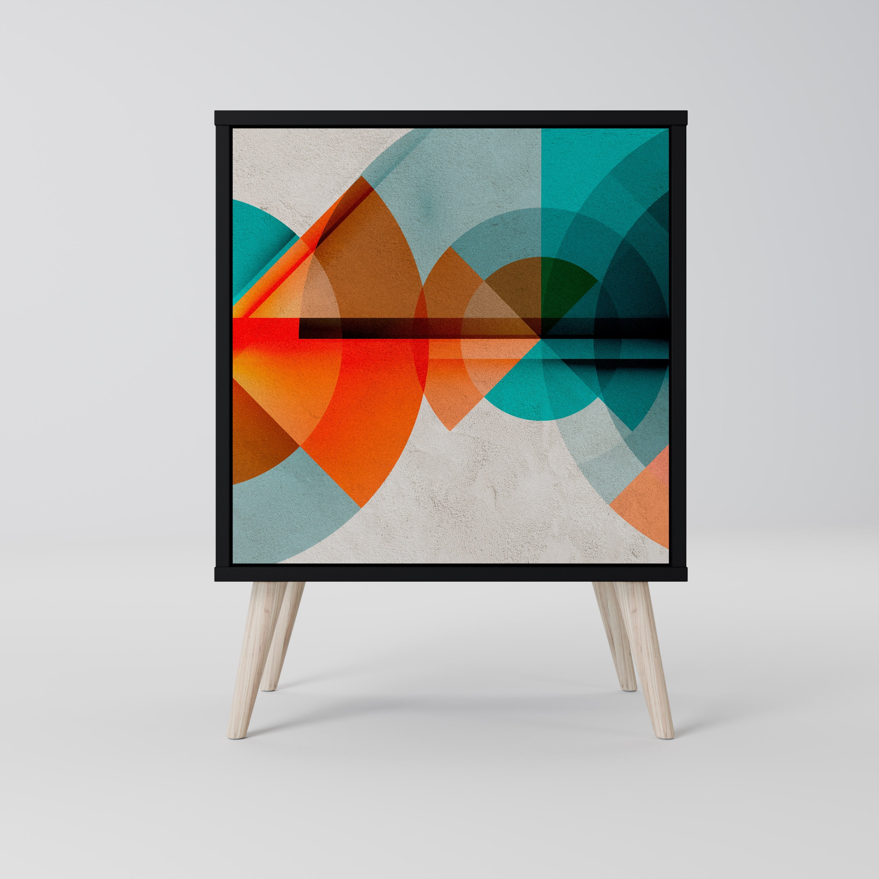 CIRCULAR RHAPSODY Aparador de 1 Porta em Acabamento Preto