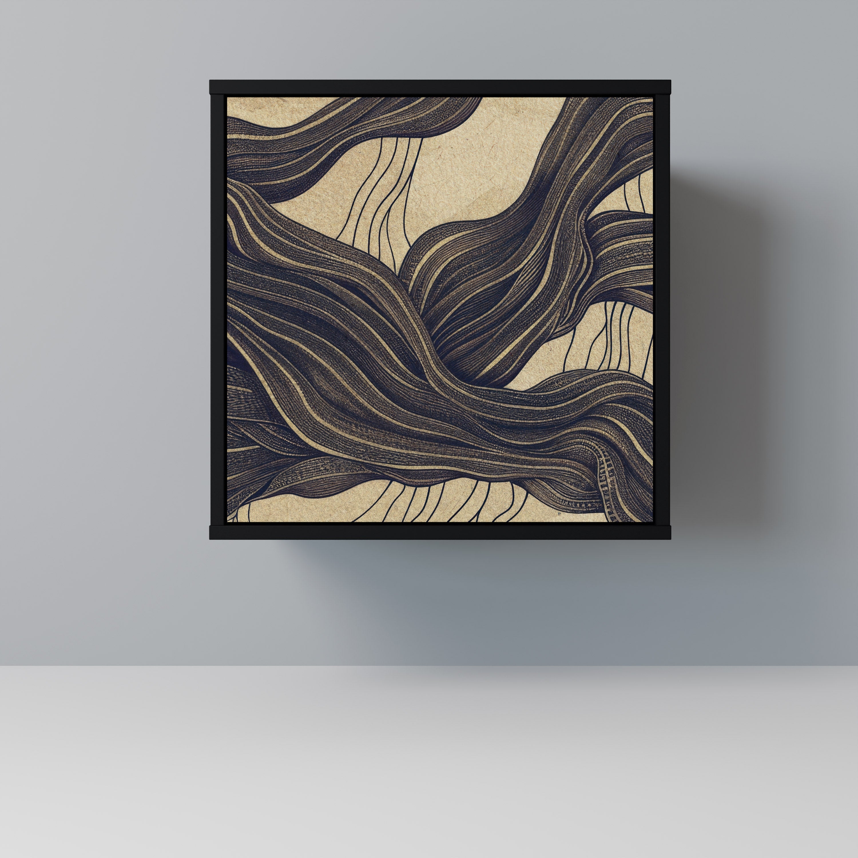 UNIFIED FRAGMENTS Aparador de 1 Porta em Acabamento Preto