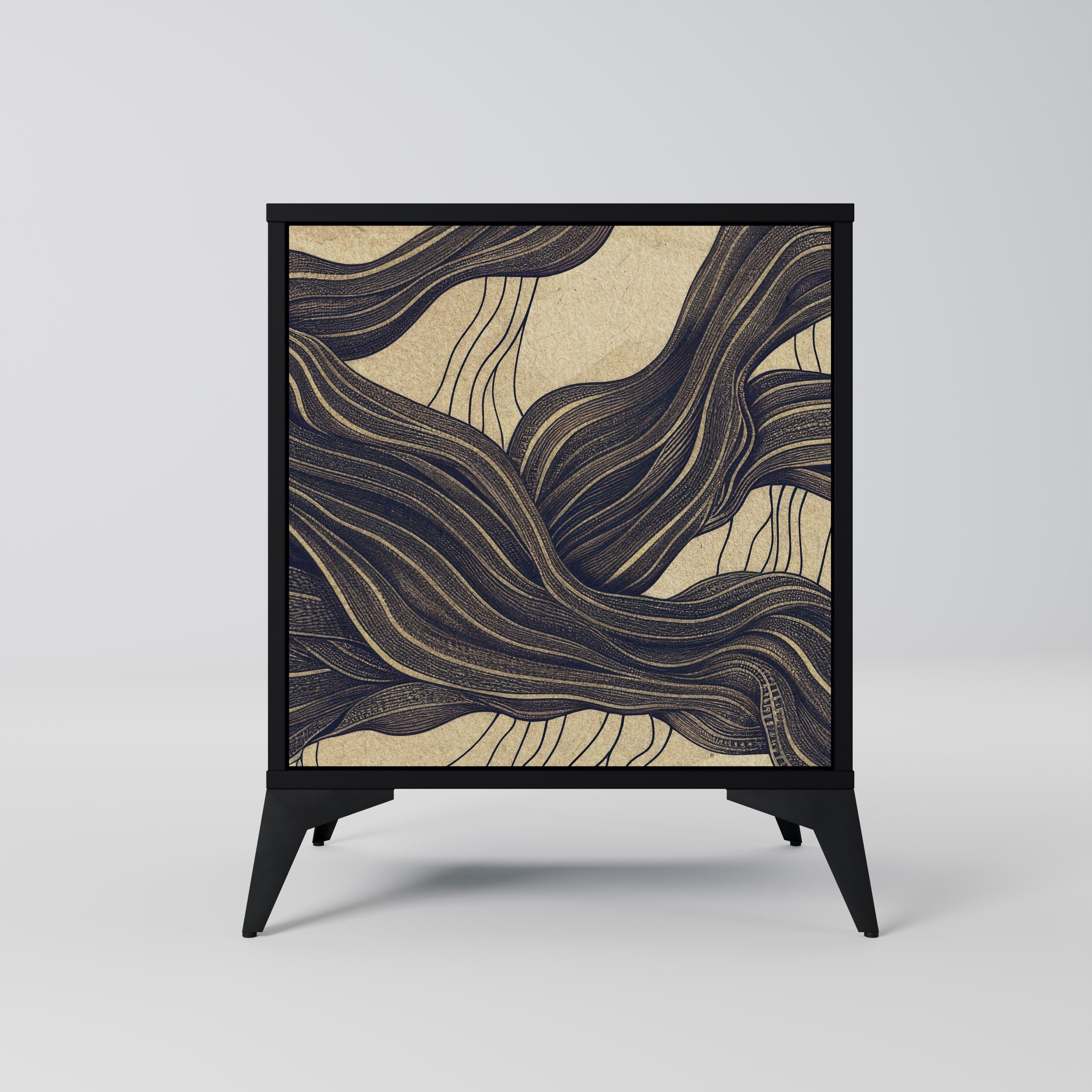 UNIFIED FRAGMENTS Aparador de 1 Porta em Acabamento Preto