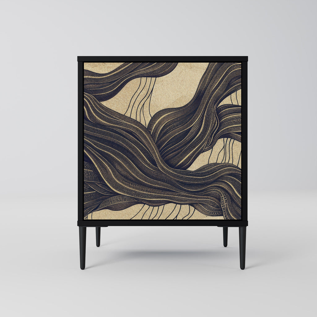 UNIFIED FRAGMENTS Aparador de 1 Porta em Acabamento Preto