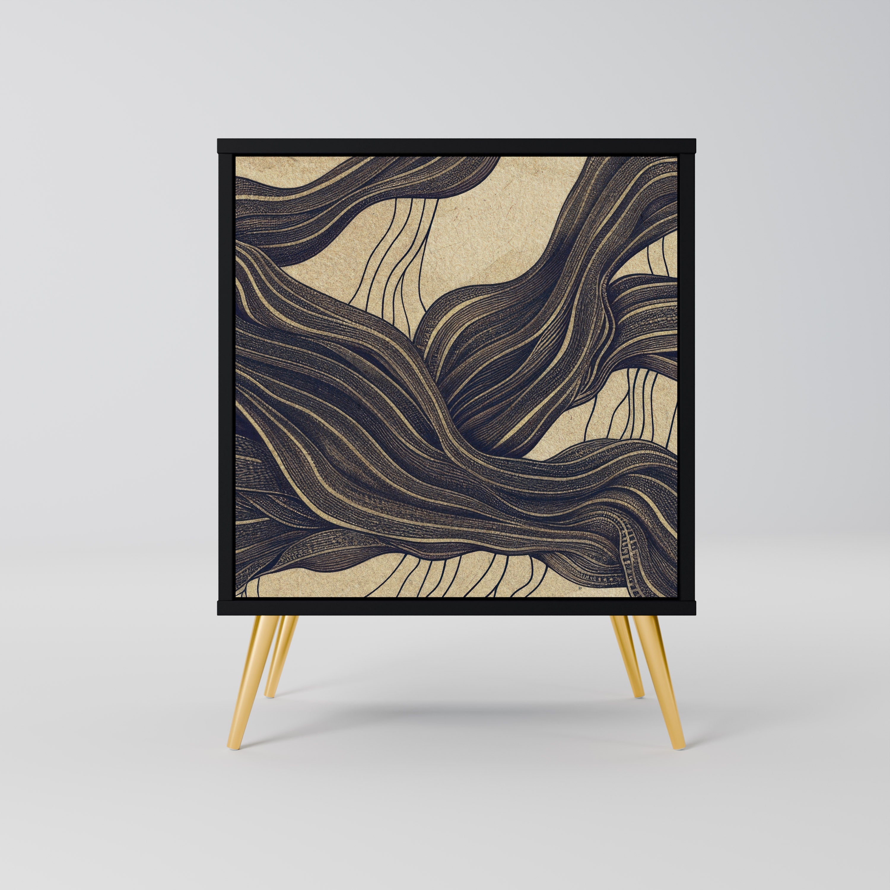 UNIFIED FRAGMENTS Aparador de 1 Porta em Acabamento Preto