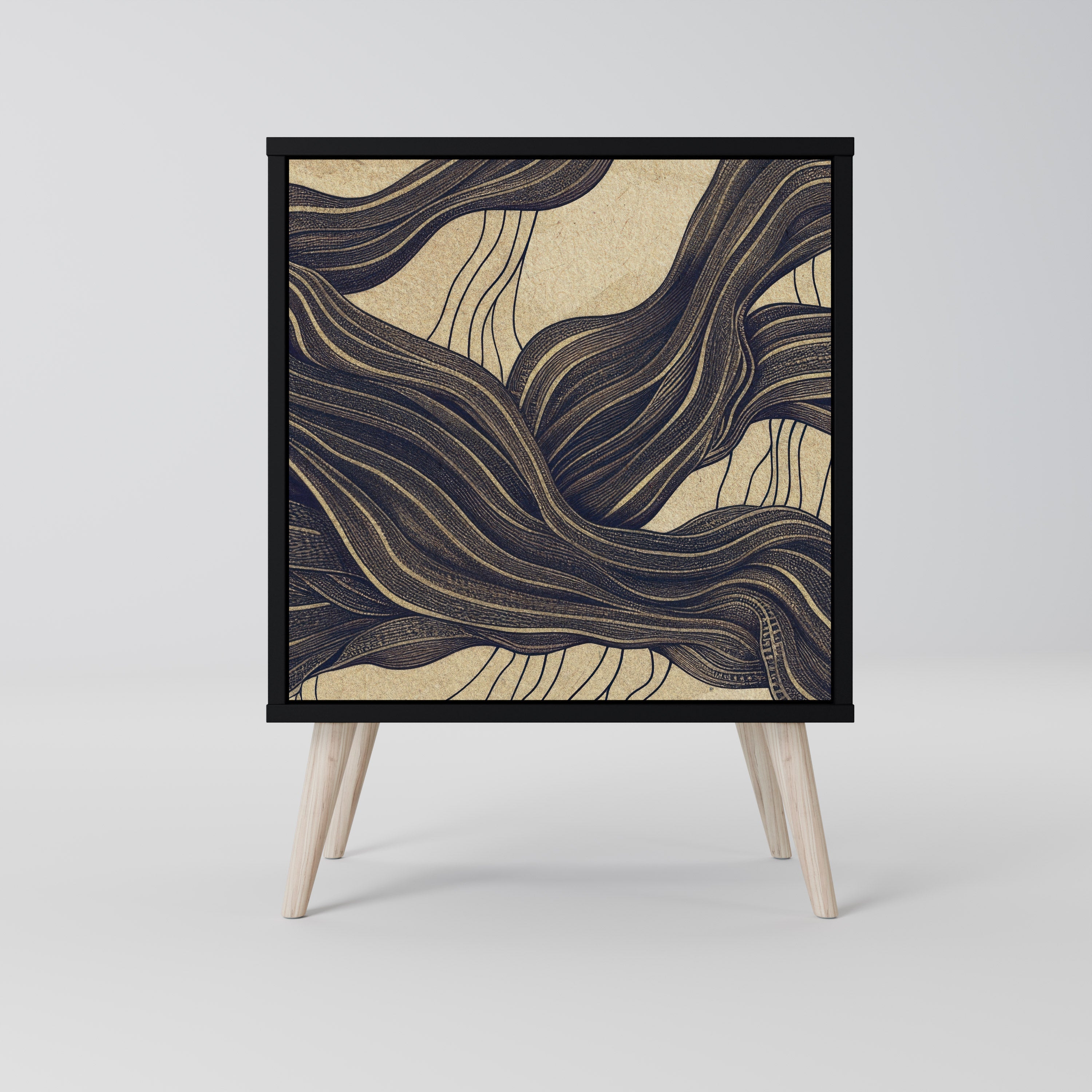 UNIFIED FRAGMENTS Aparador de 1 Porta em Acabamento Preto