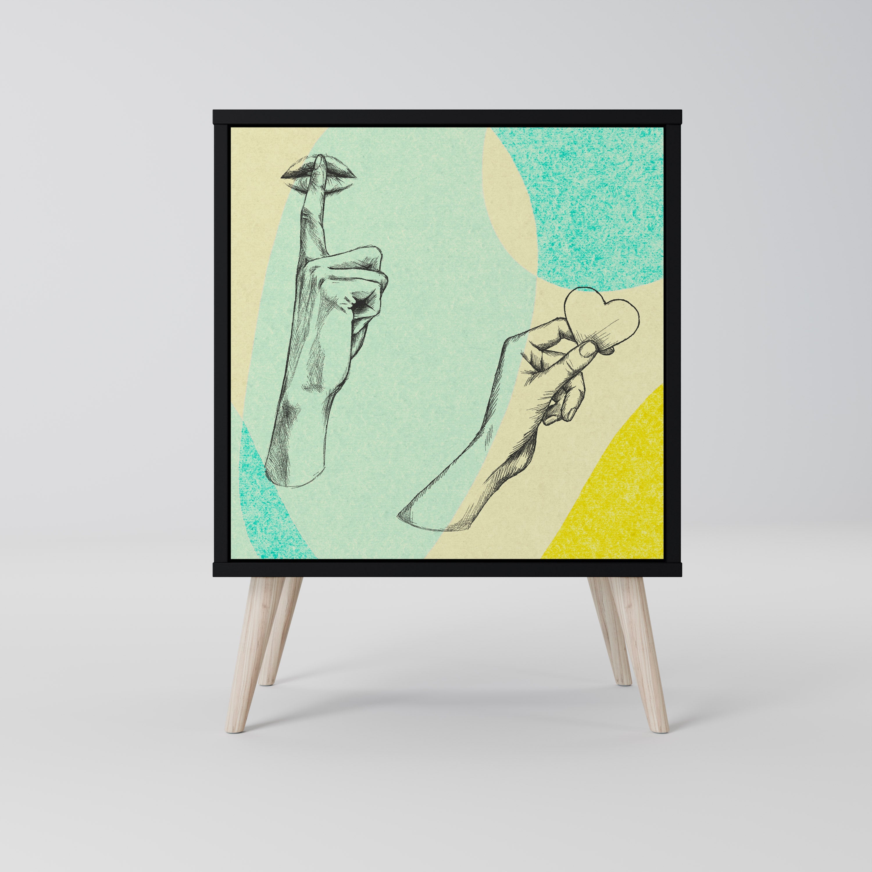 BODY LANGUAGE Aparador de 1 Porta em Acabamento Preto