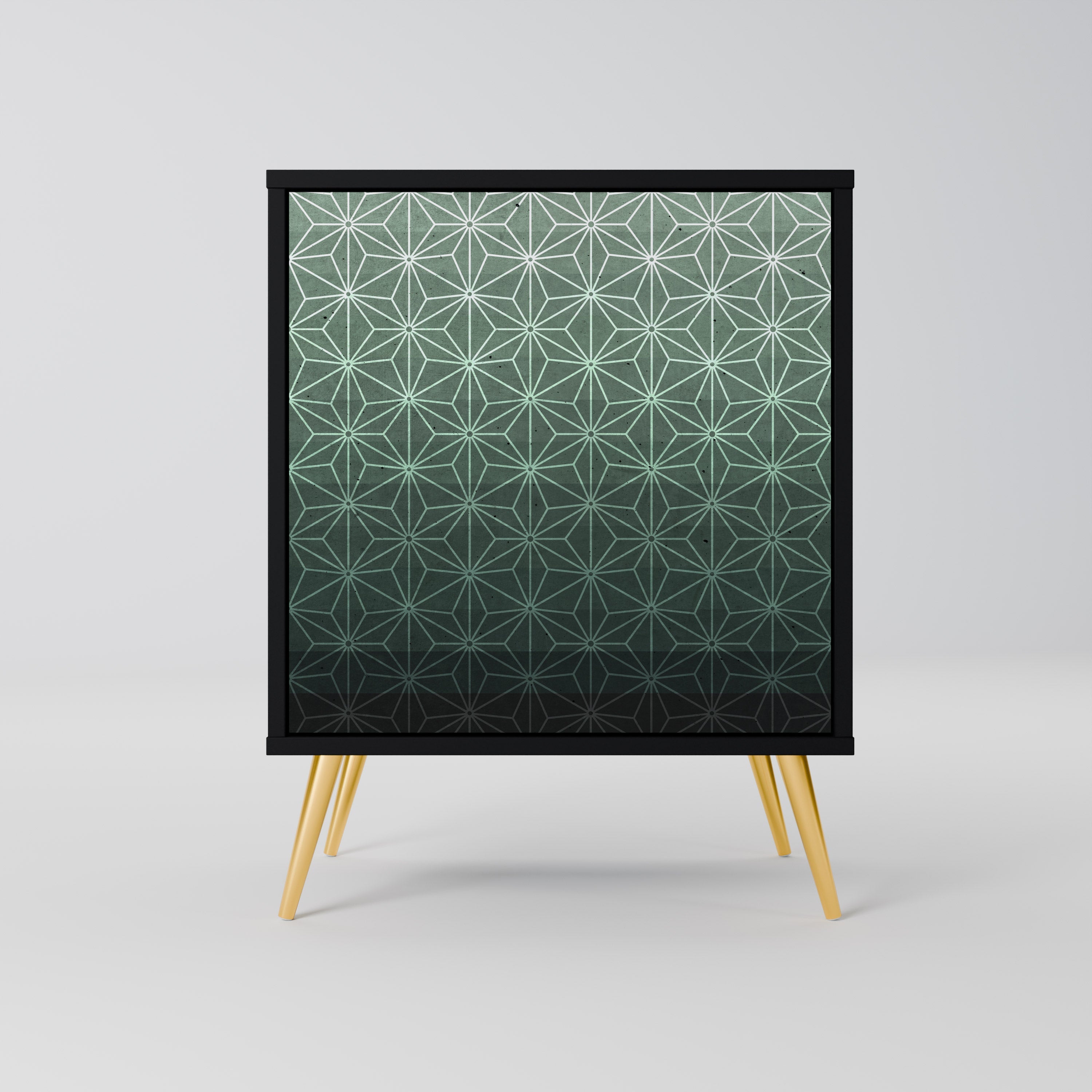 ORNAMENTAL GLIMMER Aparador de 1 Porta em Acabamento Preto