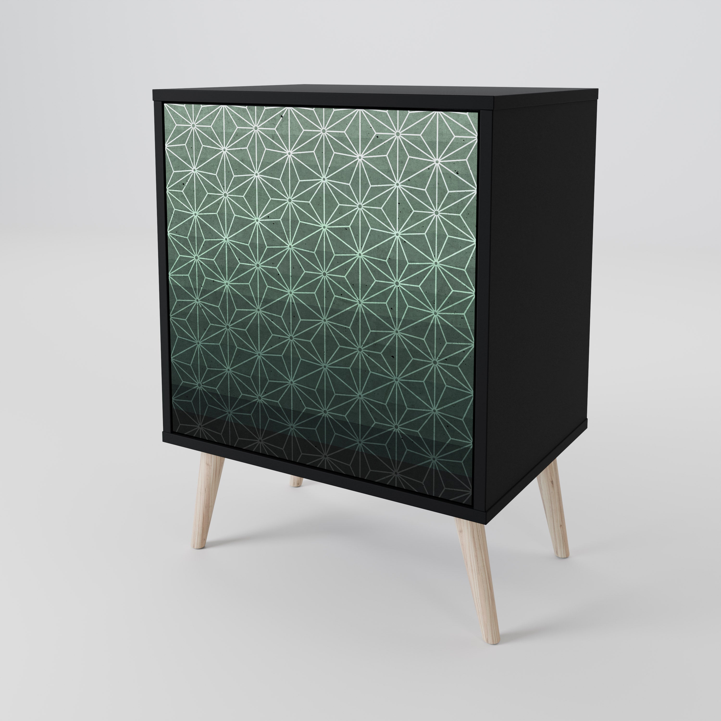 ORNAMENTAL GLIMMER Aparador de 1 Porta em Acabamento Preto