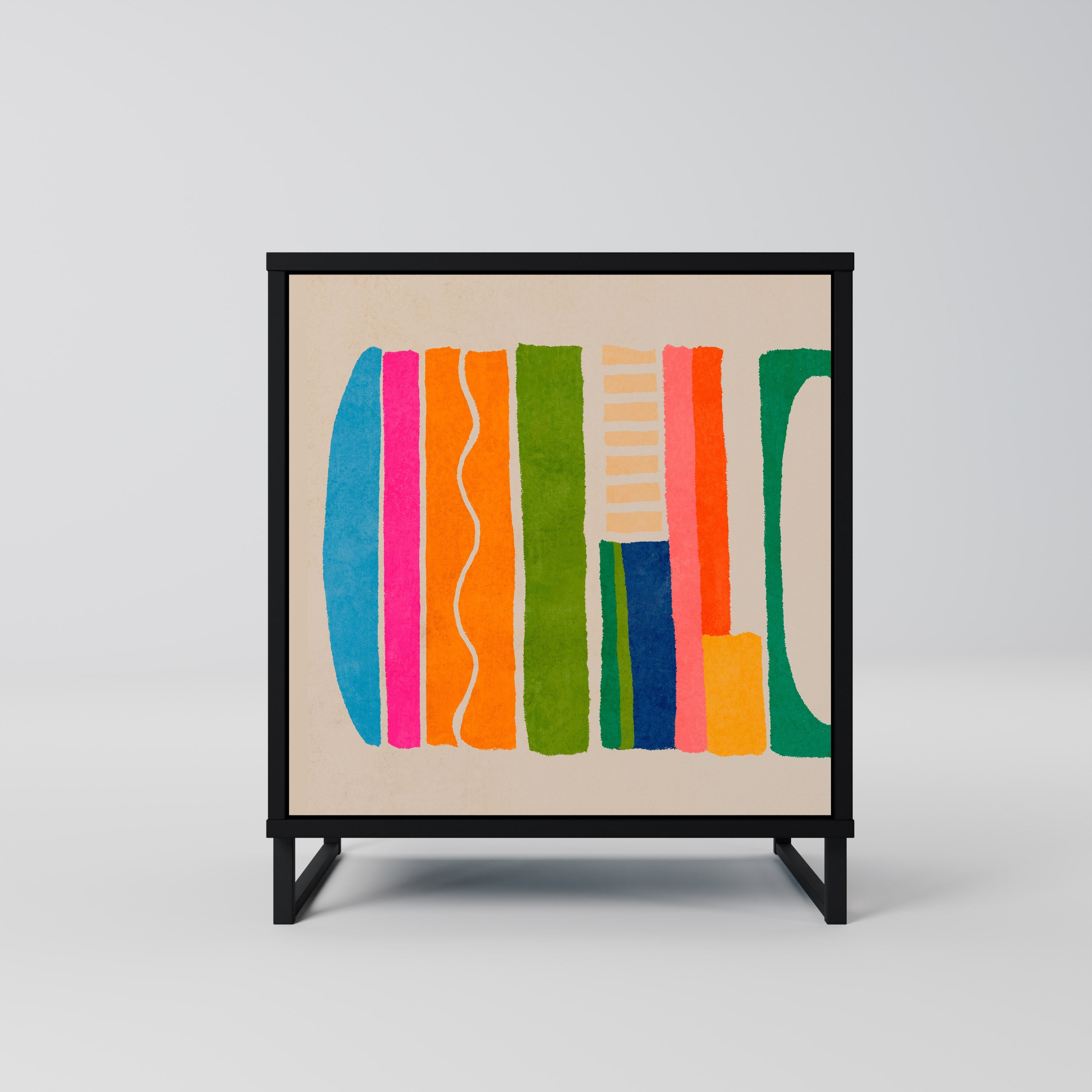 GEOMETRIC SHINE Aparador de 1 Porta em Acabamento Preto