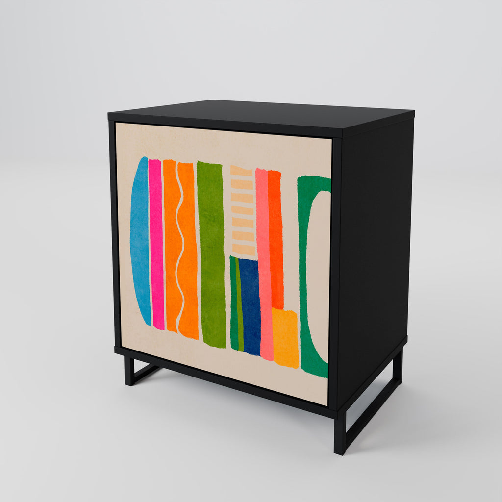 GEOMETRIC SHINE 1-Door Sideboard in Black Finish