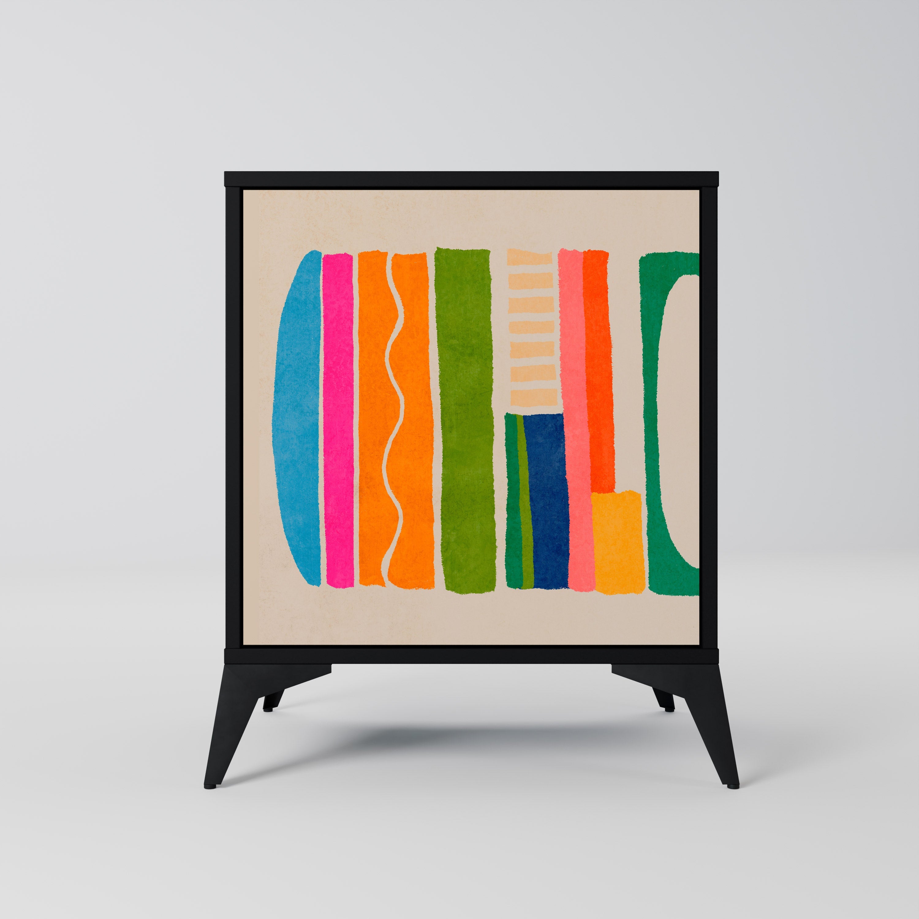 GEOMETRIC SHINE Aparador de 1 Porta em Acabamento Preto