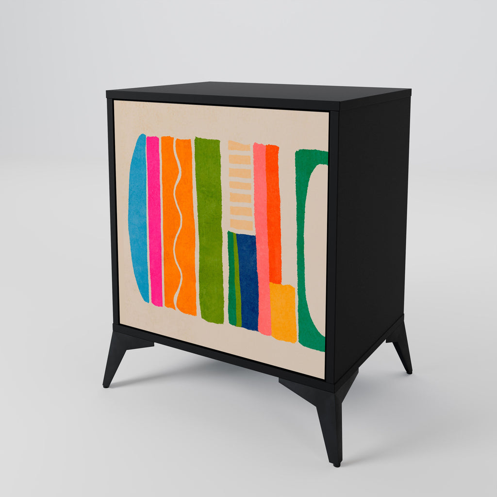 GEOMETRIC SHINE 1-Door Sideboard in Black Finish