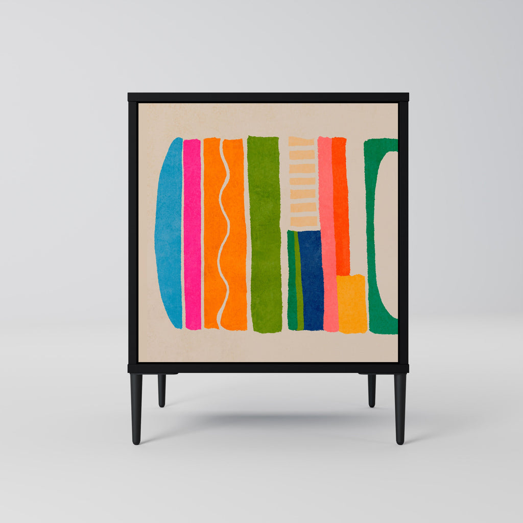 GEOMETRIC SHINE 1-Door Sideboard in Black Finish