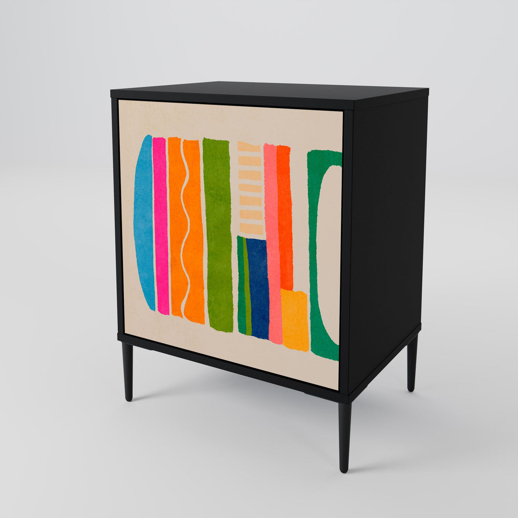 GEOMETRIC SHINE 1-Door Sideboard in Black Finish