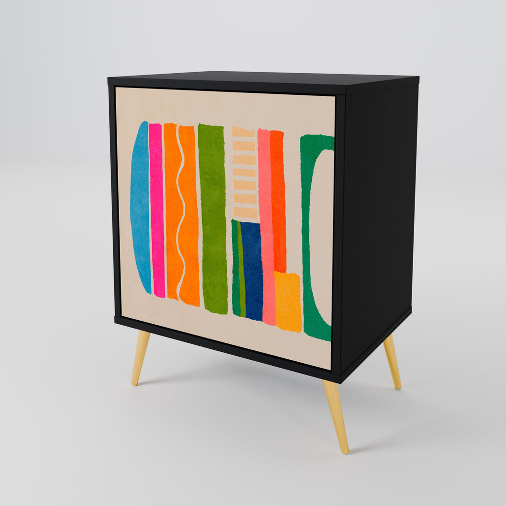 GEOMETRIC SHINE 1-Door Sideboard in Black Finish