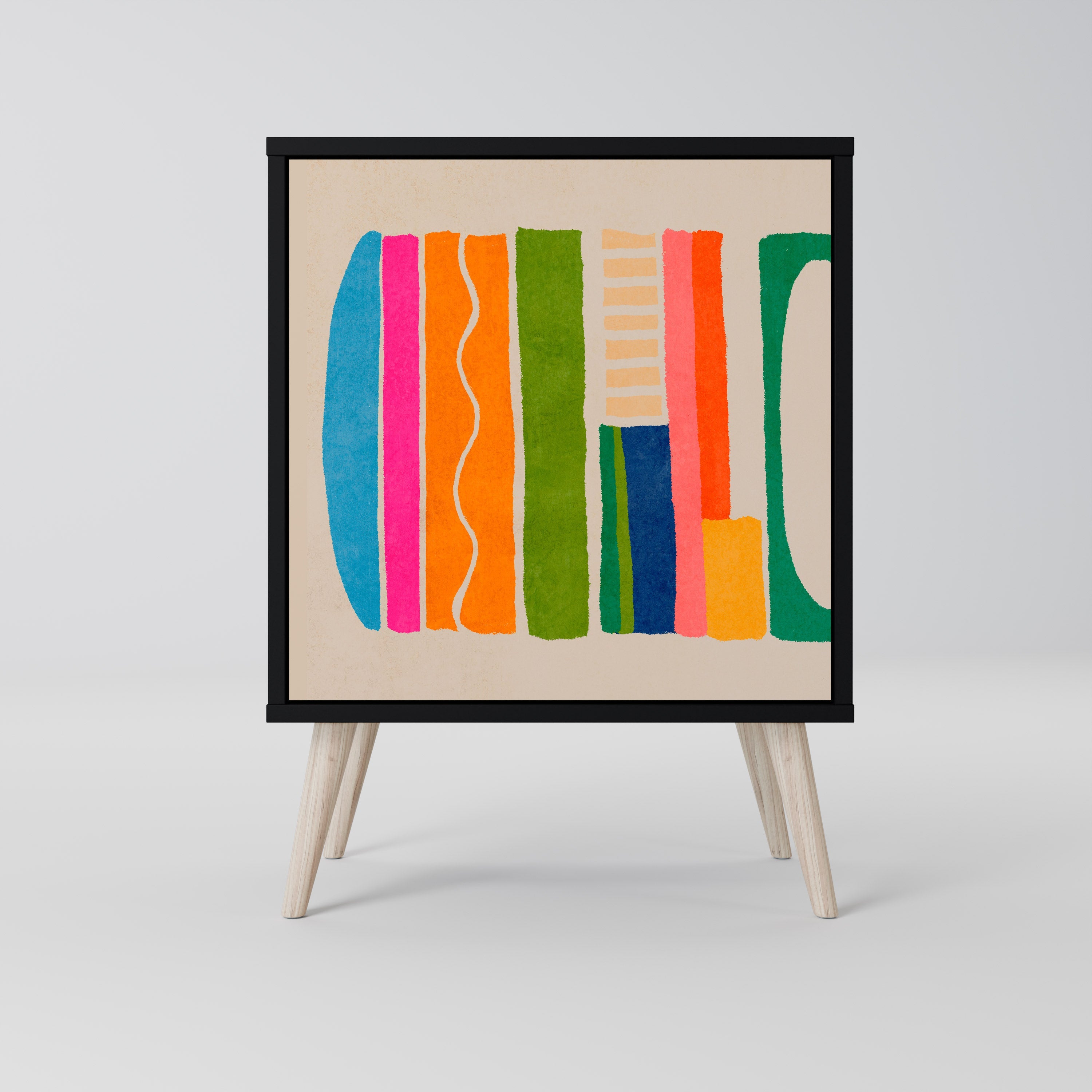 GEOMETRIC SHINE Aparador de 1 Porta em Acabamento Preto