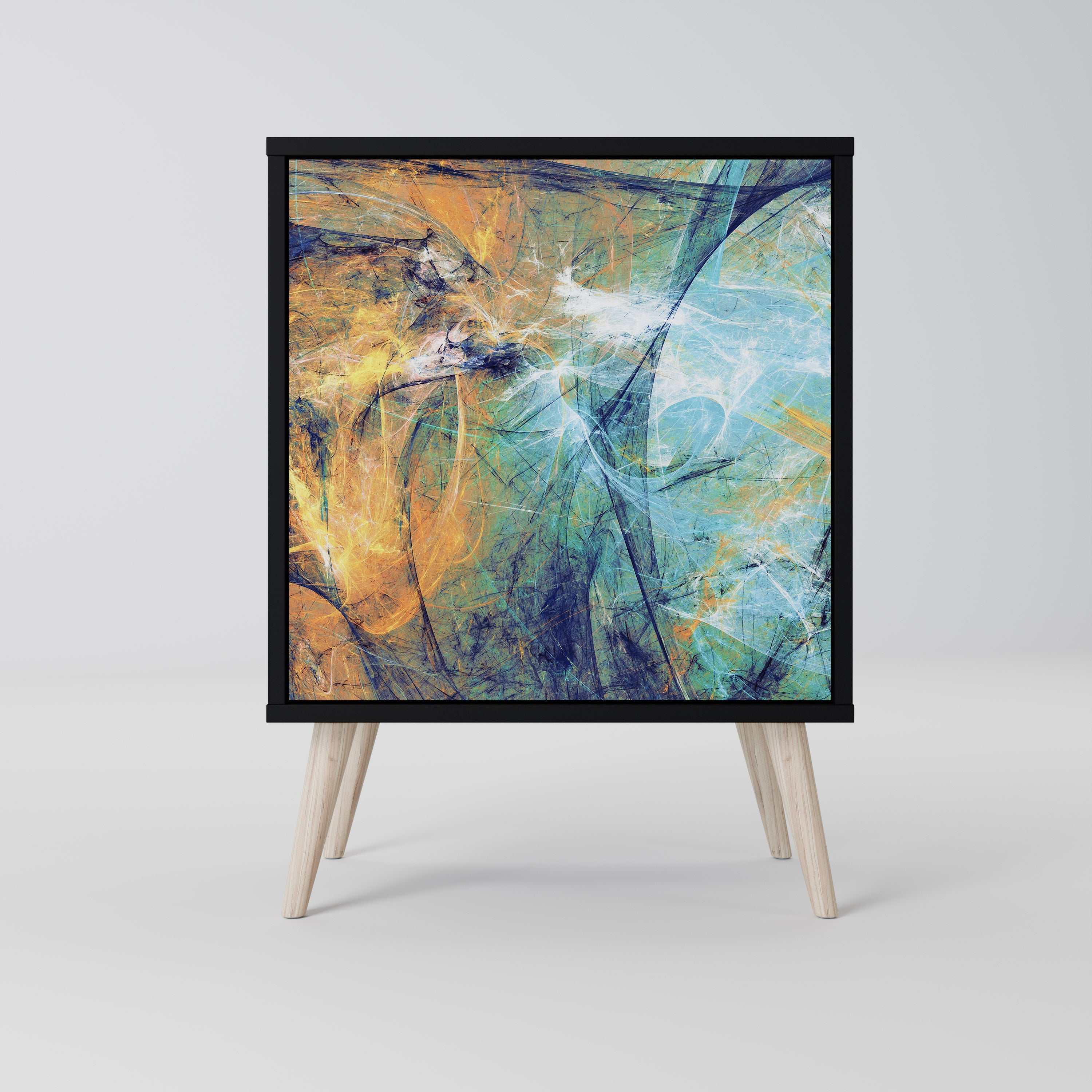 ABSTRACT THOUGHTS 1-Door Sideboard in Black Finish